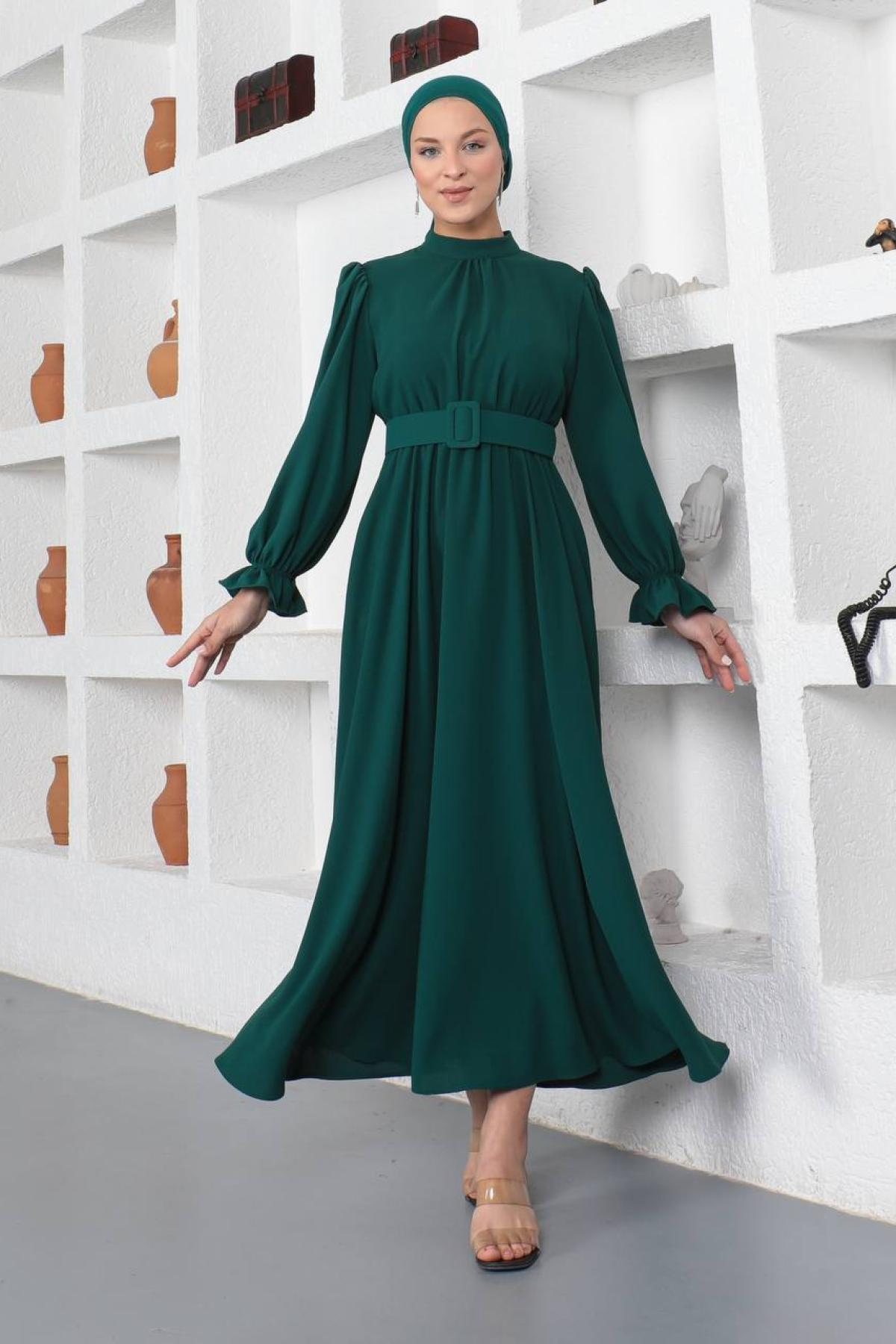 Women hijab maxi dress wholesale Dark Green color 696156