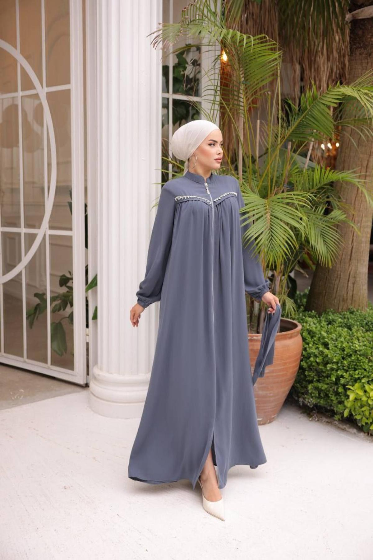 Women hijab maxi dress wholesale Gray color 697404