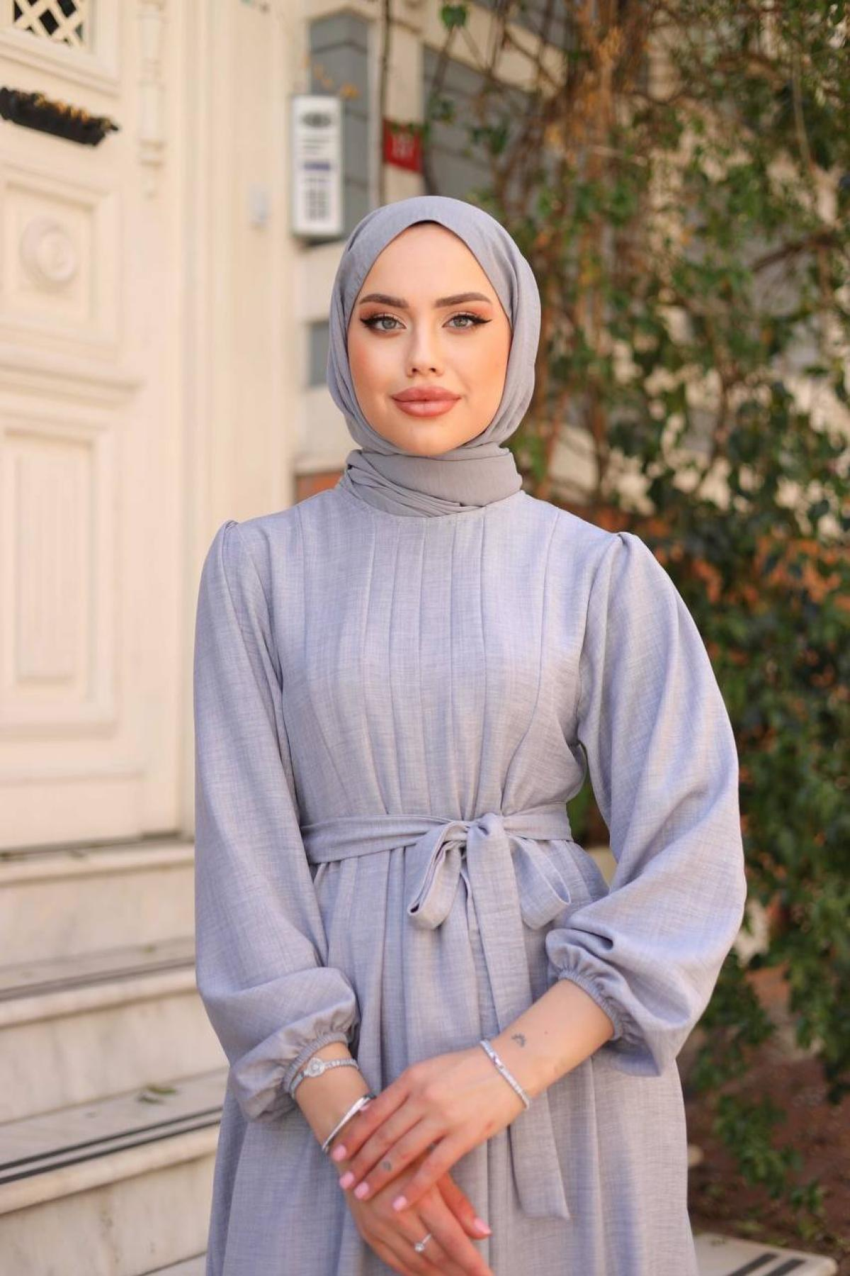 Women hijab maxi dress wholesale Gray color 695654