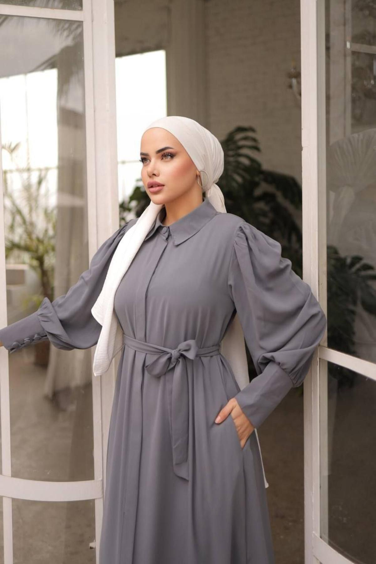 Women hijab maxi dress wholesale Gray color 697372