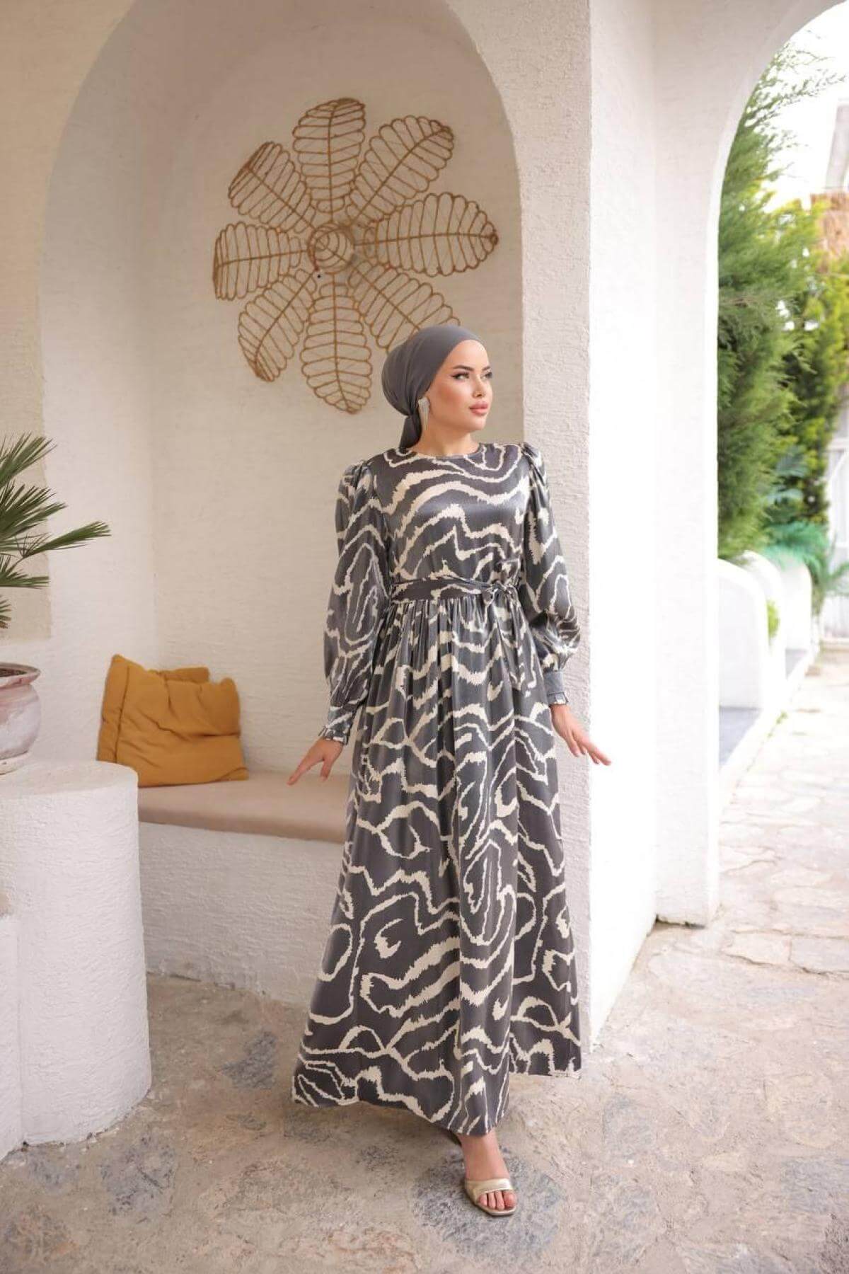 Women hijab maxi dress wholesale Gray color 697359