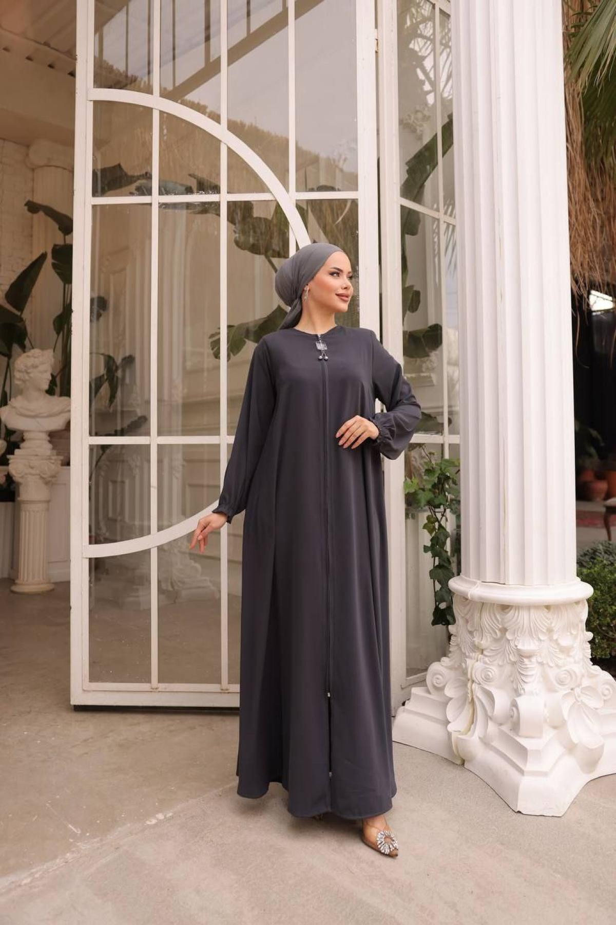 Women hijab maxi dress wholesale Gray color 697382