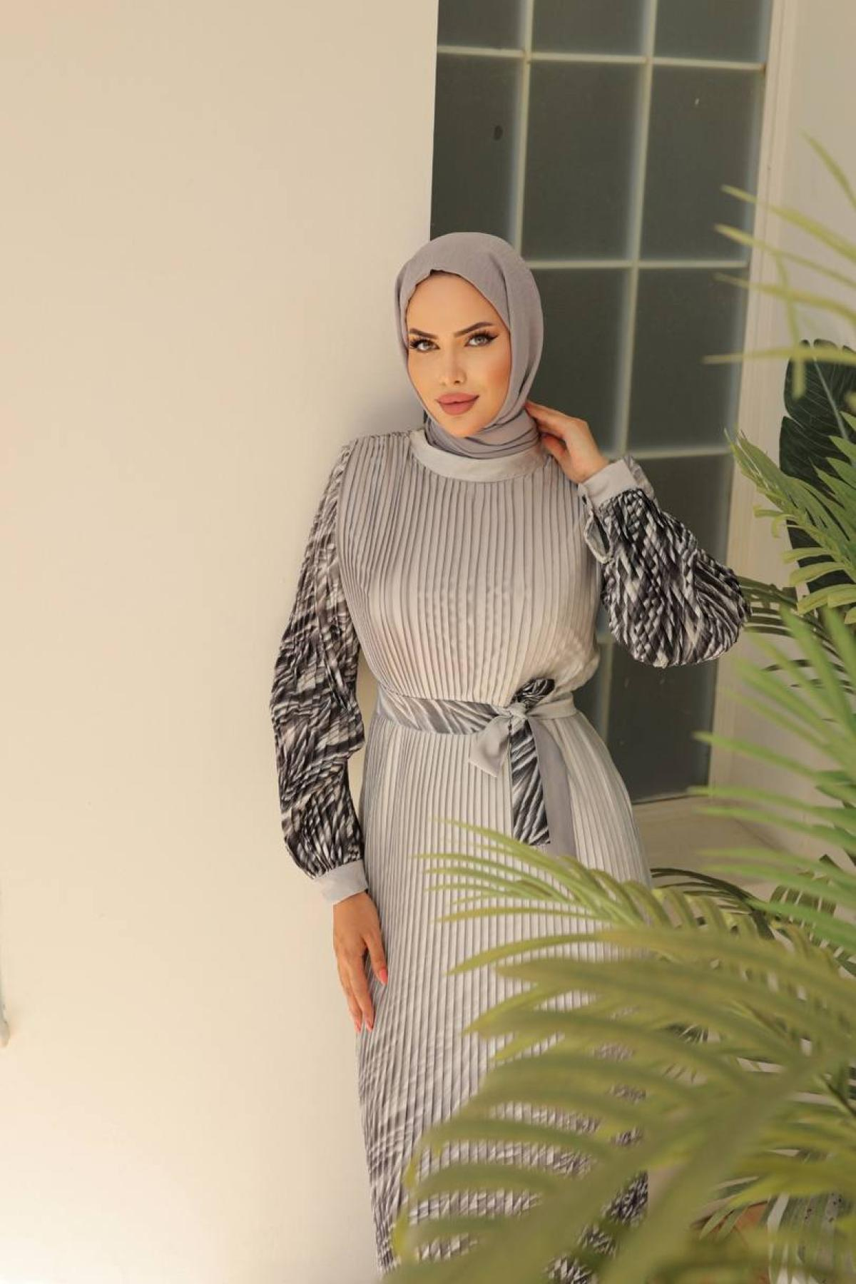 Women hijab maxi dress wholesale Gray color 695984
