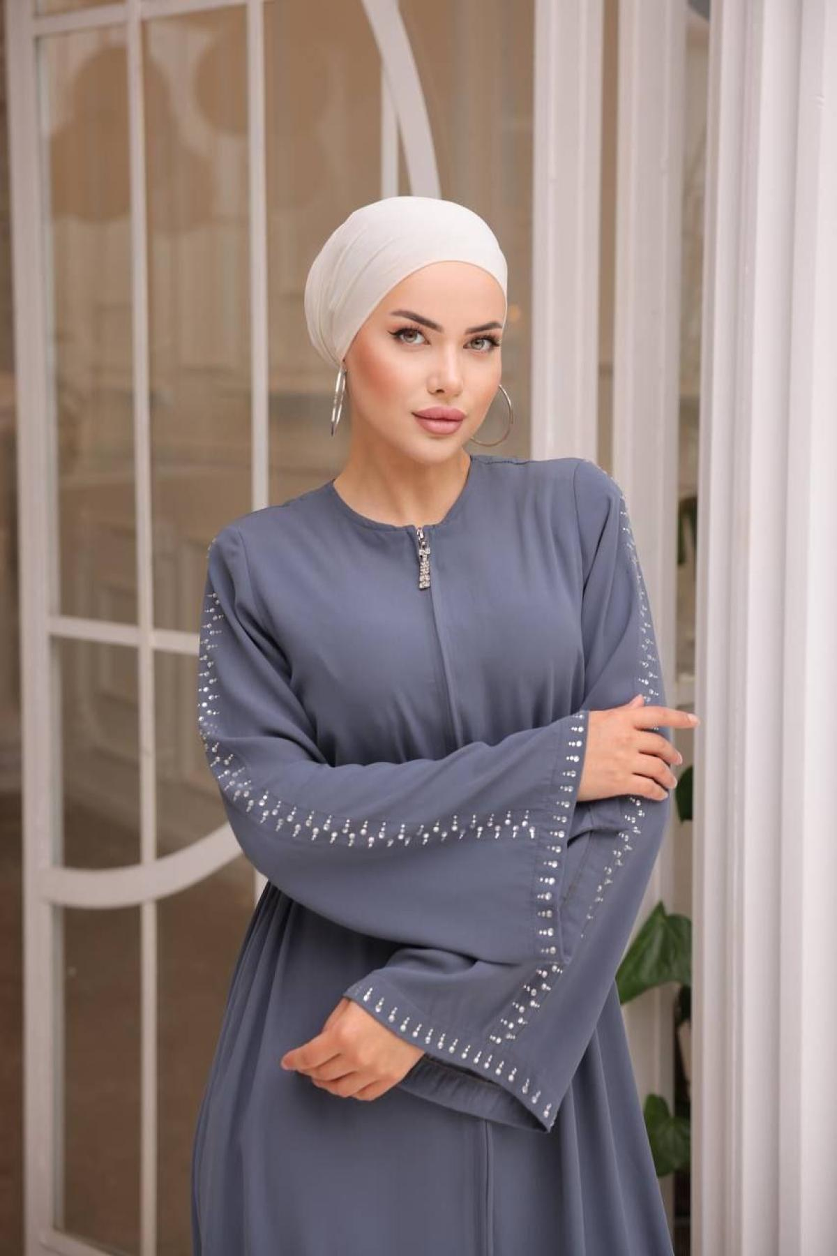 Women hijab maxi dress wholesale Gray color 697413