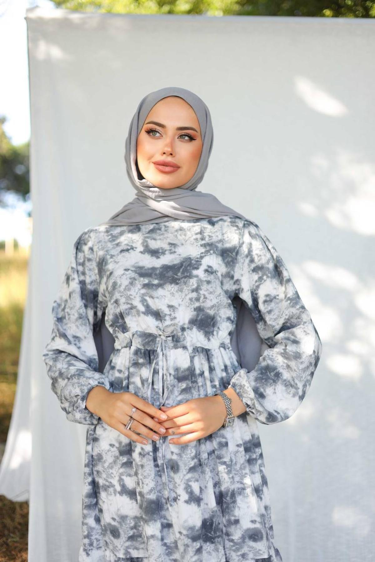 Women hijab maxi dress wholesale Gray color 695673