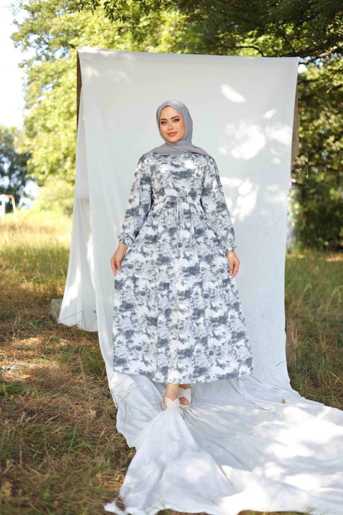 Women hijab maxi dress wholesale Gray color 695673