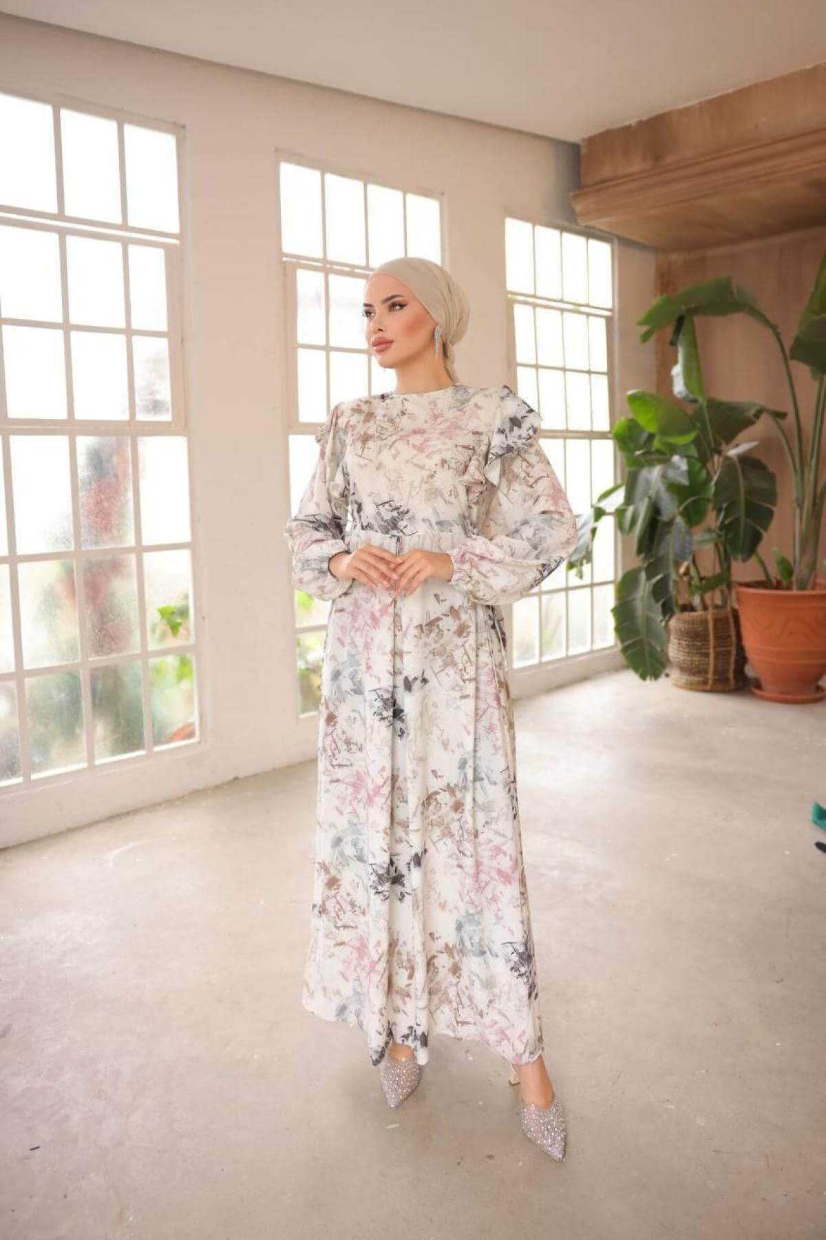 Women hijab maxi dress wholesale Gray color 697377