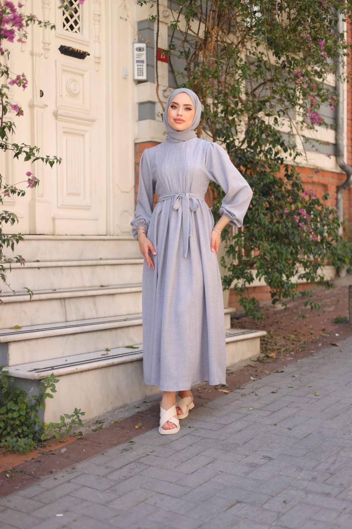Women hijab maxi dress wholesale Gray color 695654