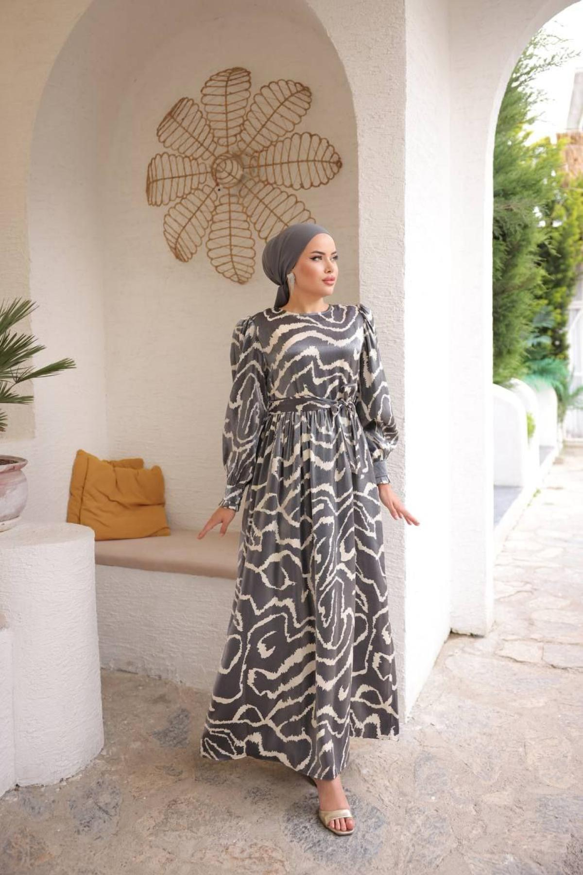 Women hijab maxi dress wholesale Gray color 697359
