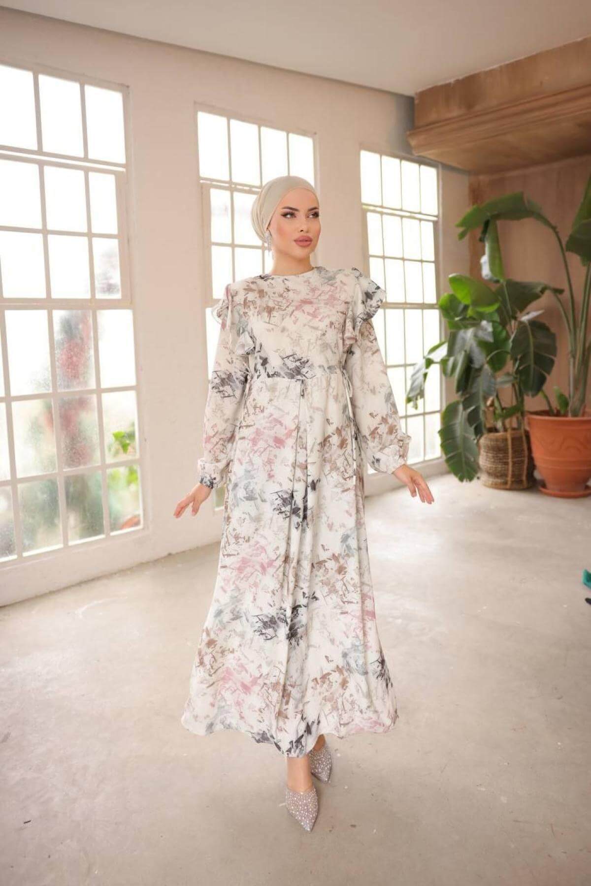 Women hijab maxi dress wholesale Gray color 697377