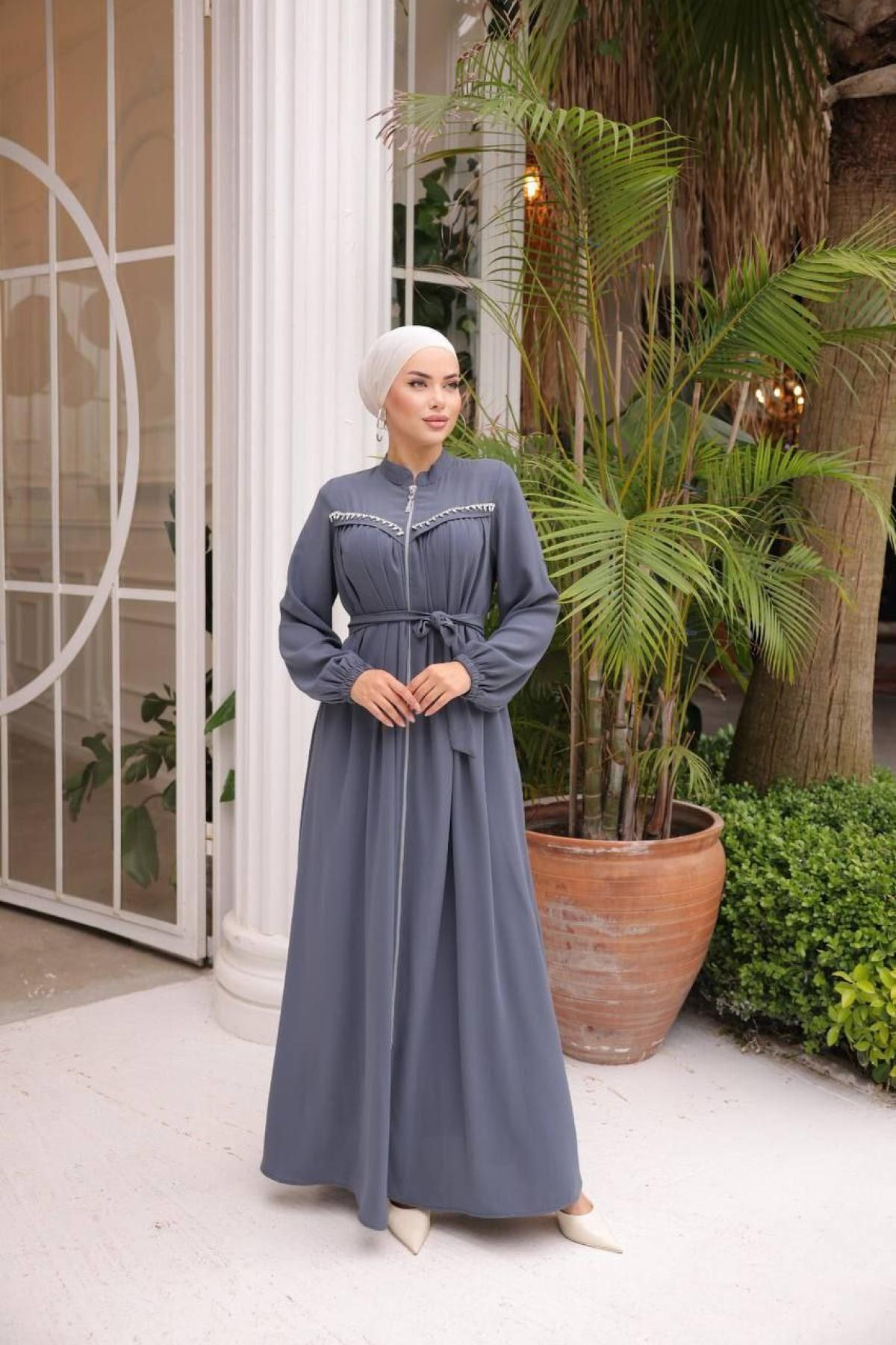 Women hijab maxi dress wholesale Gray color 697404
