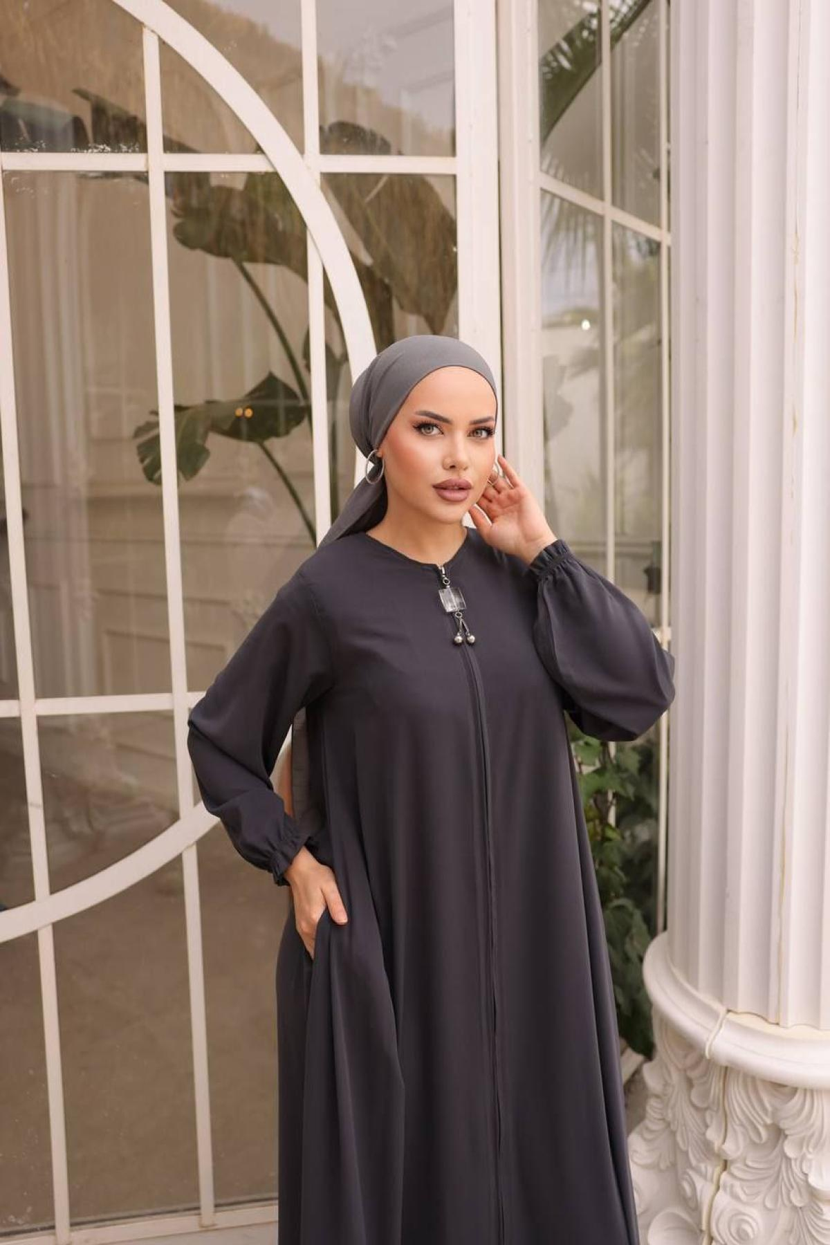 Women hijab maxi dress wholesale Gray color 697382