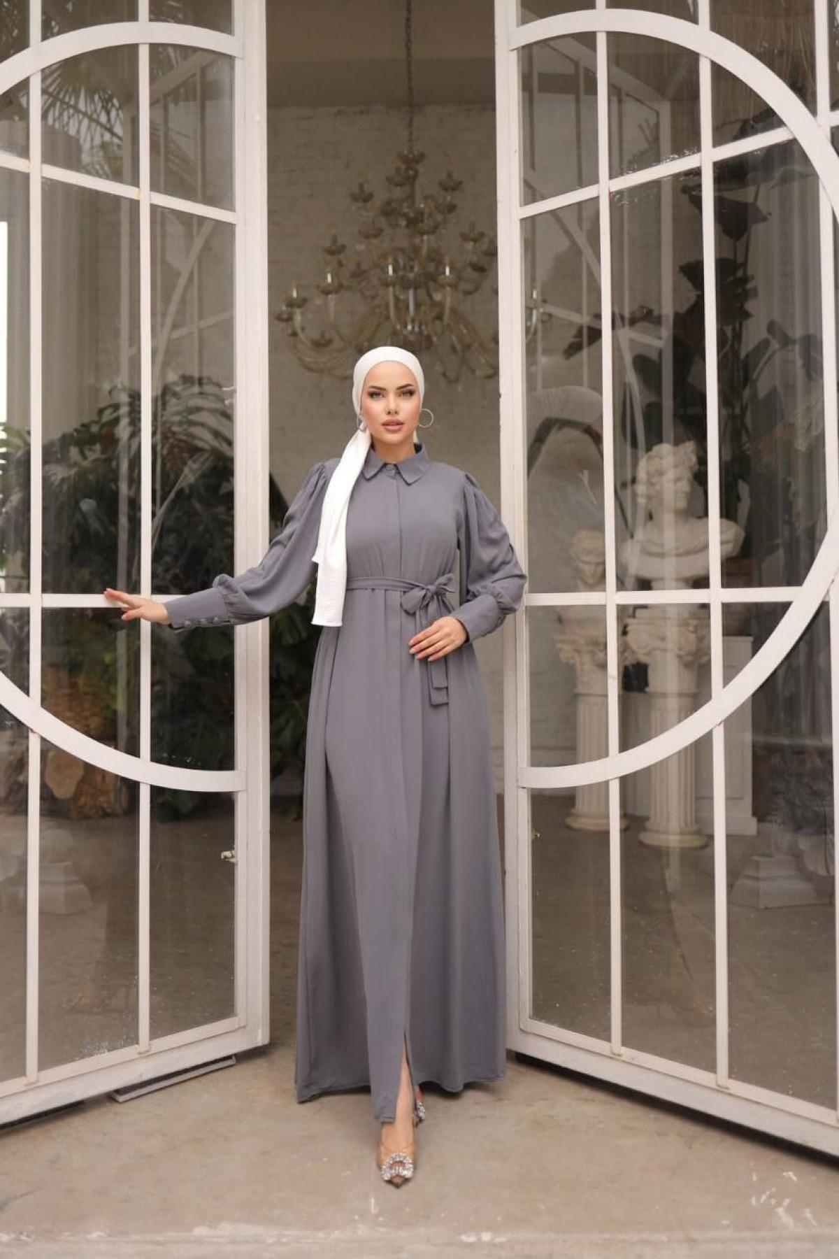 Women hijab maxi dress wholesale Gray color 697372