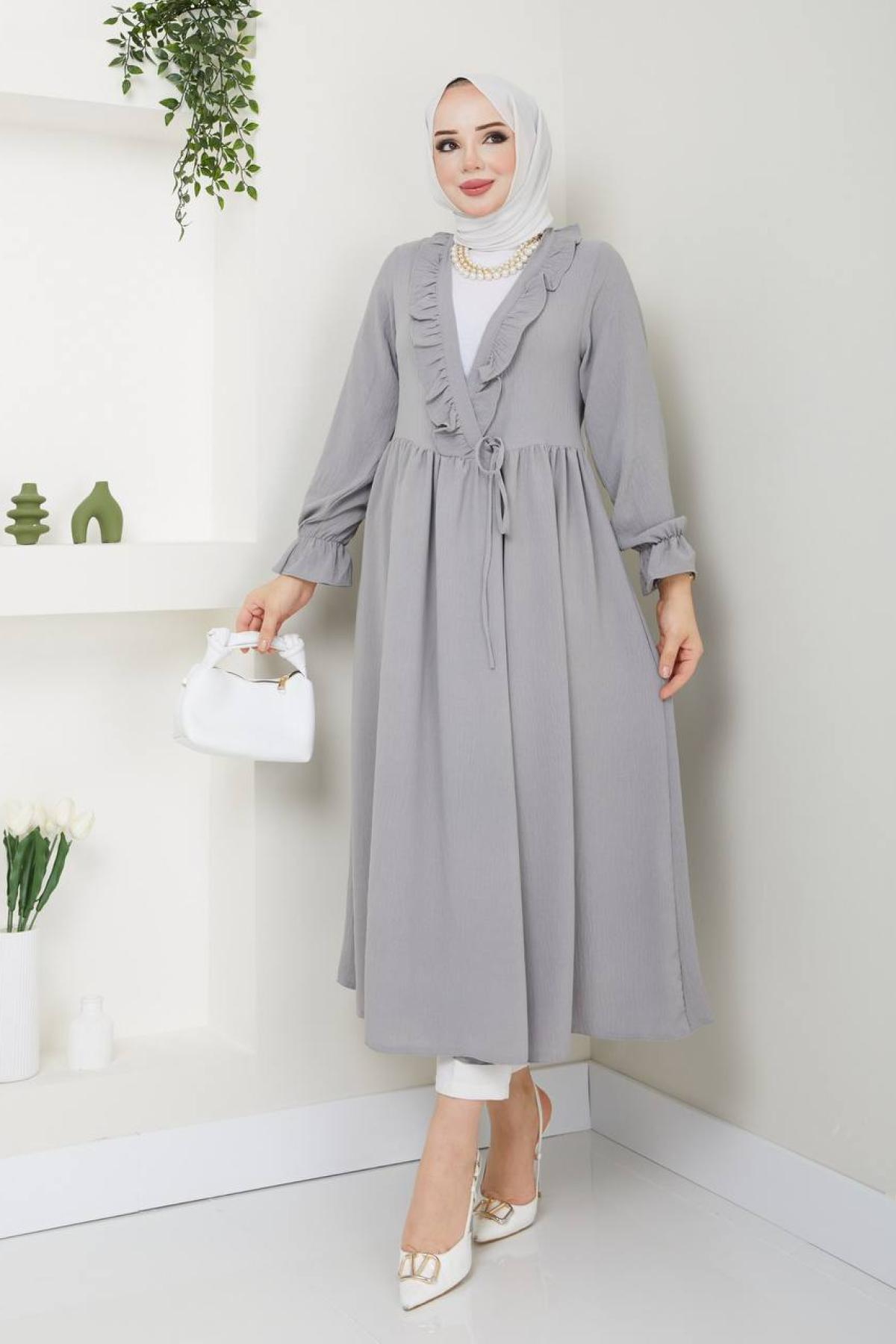 Women hijab maxi dress wholesale Gray color 695733