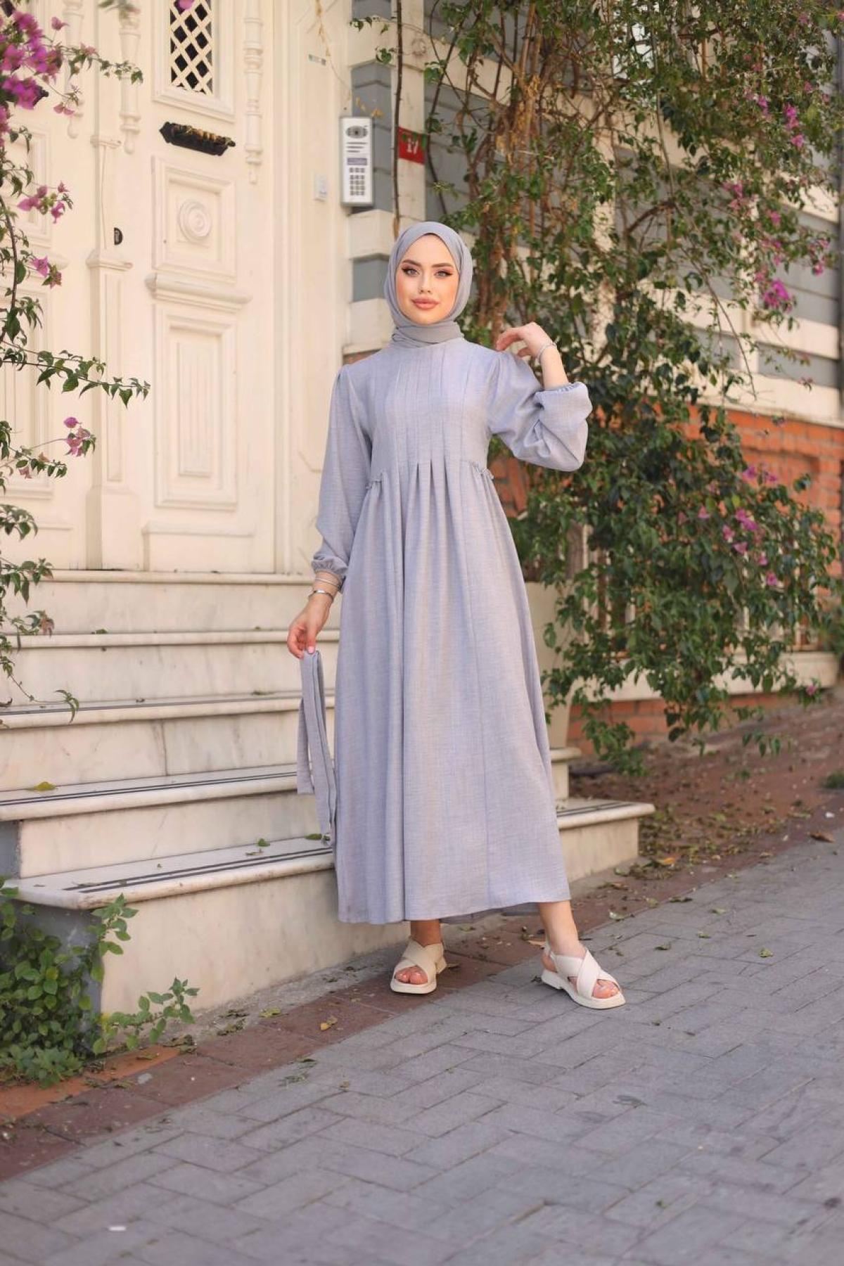 Women hijab maxi dress wholesale Gray color 695654