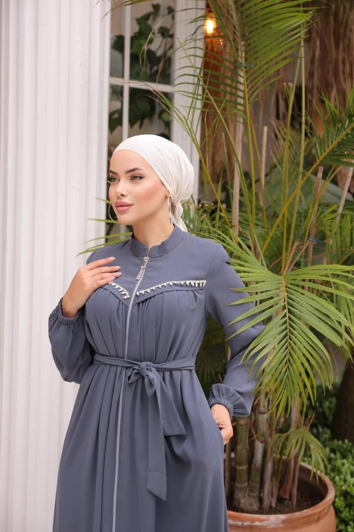 Women hijab maxi dress wholesale Gray color 697404