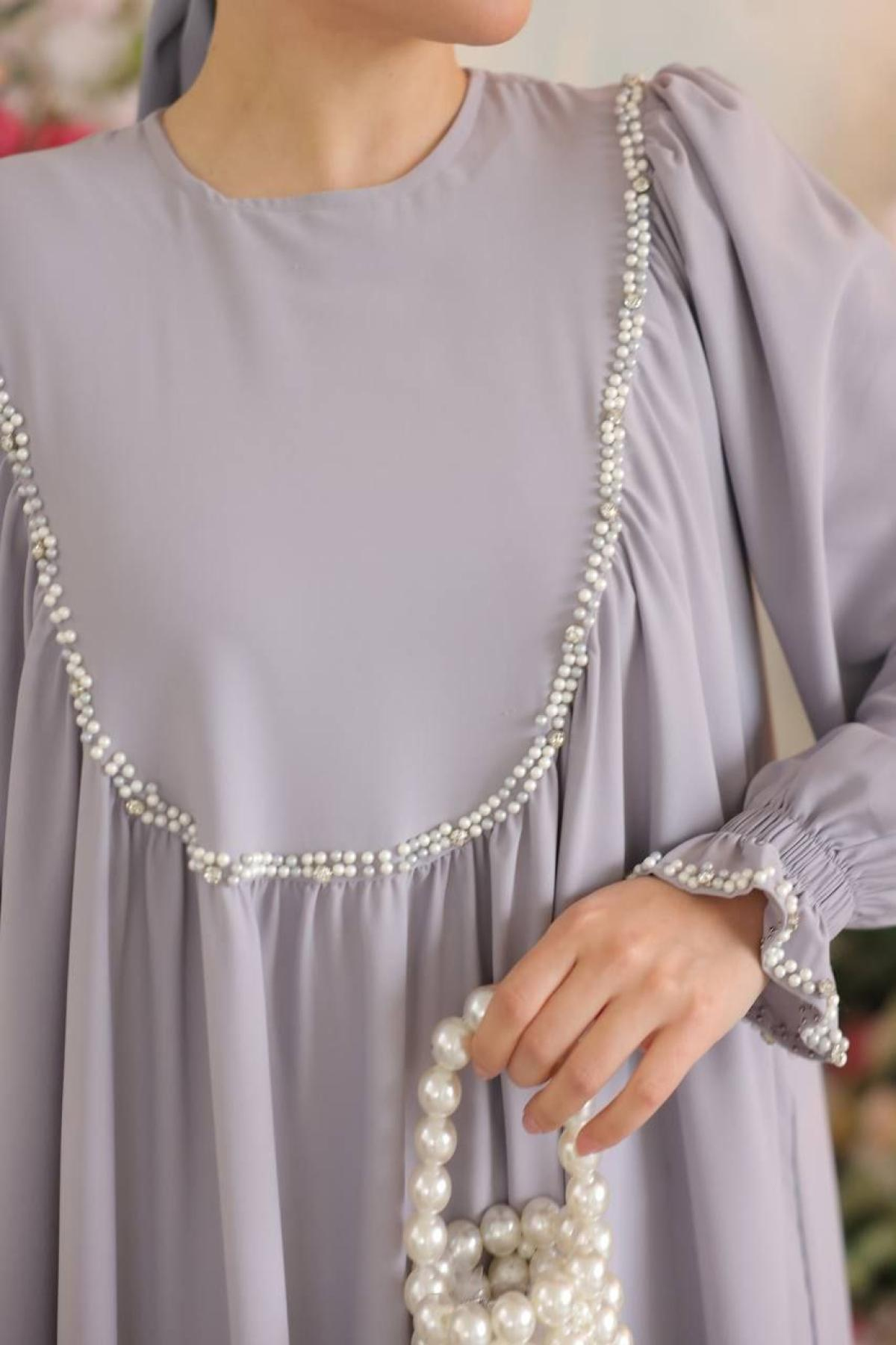 Women hijab maxi dress wholesale Gray color 697468
