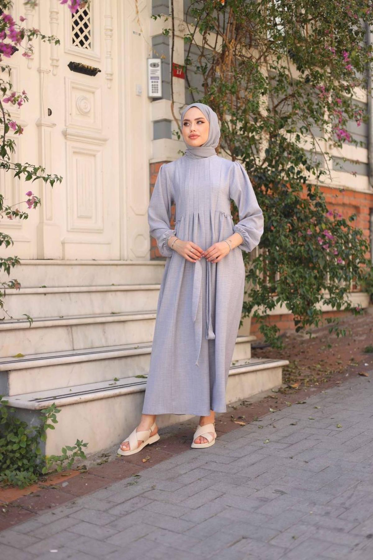 Women hijab maxi dress wholesale Gray color 695654