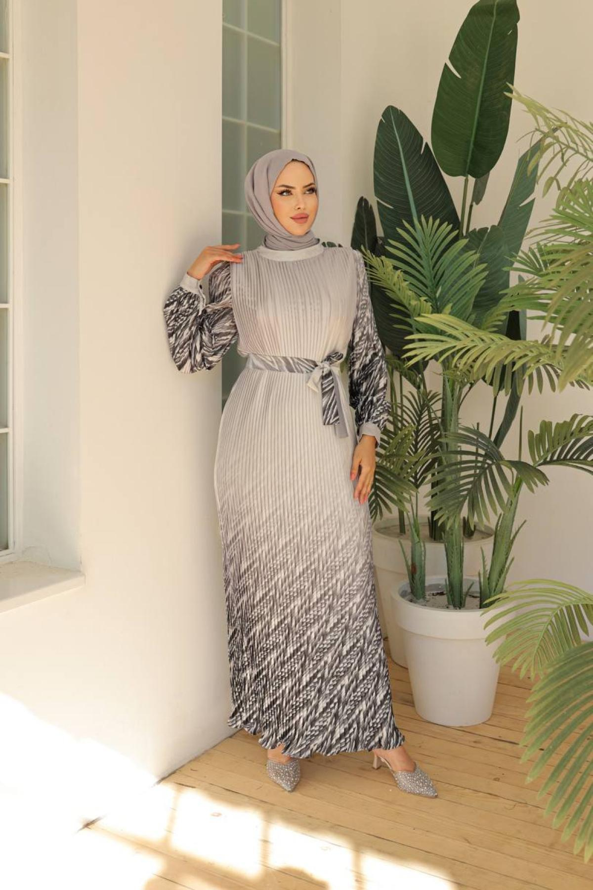 Women hijab maxi dress wholesale Gray color 695984