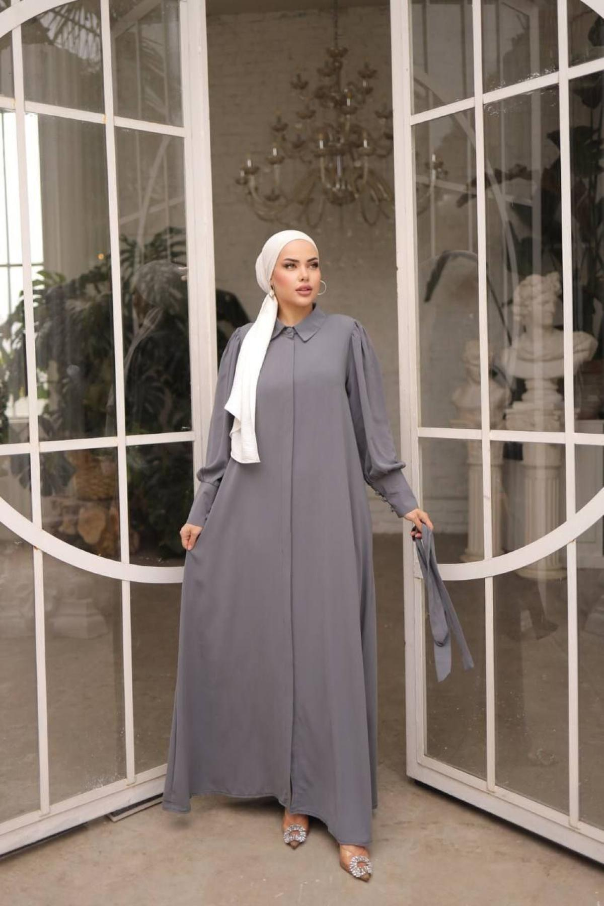 Women hijab maxi dress wholesale Gray color 697372