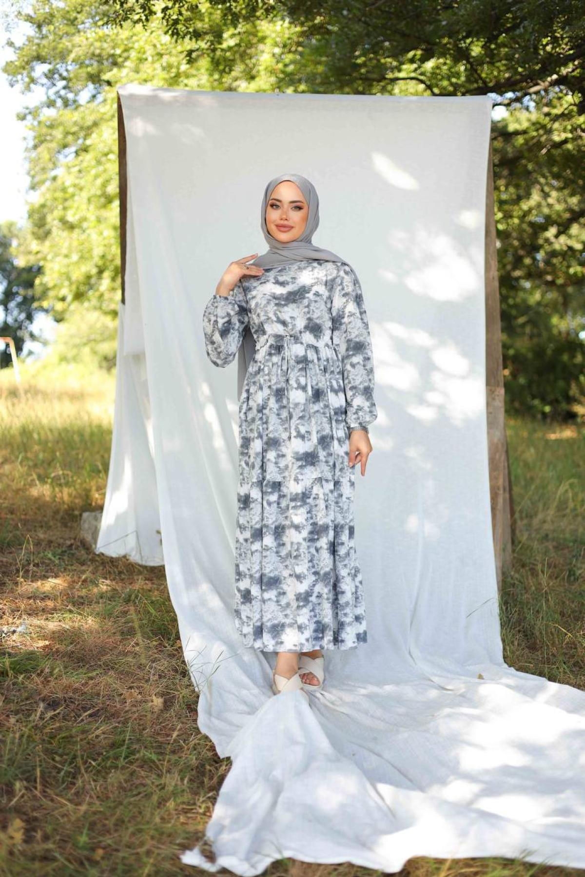 Women hijab maxi dress wholesale Gray color 695673