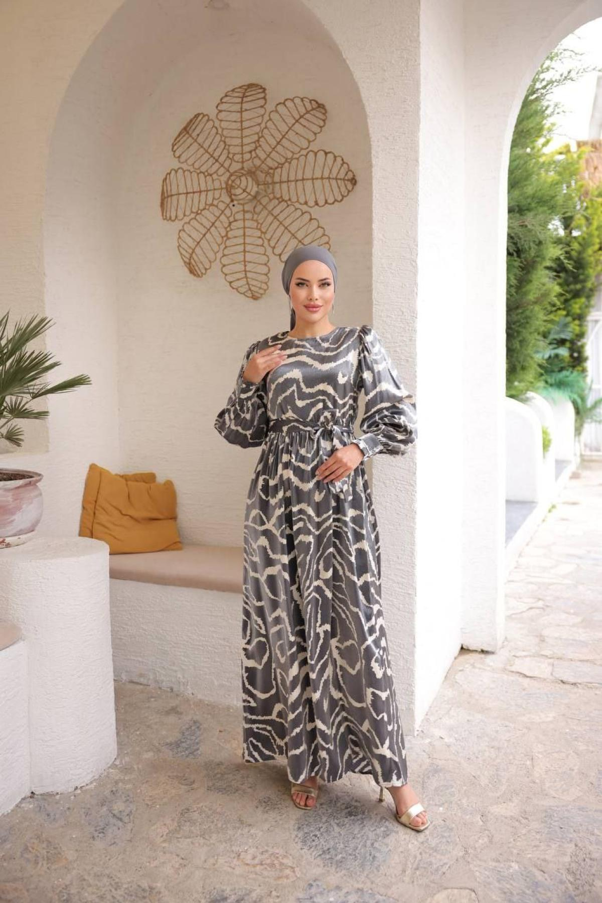 Women hijab maxi dress wholesale Gray color 697359