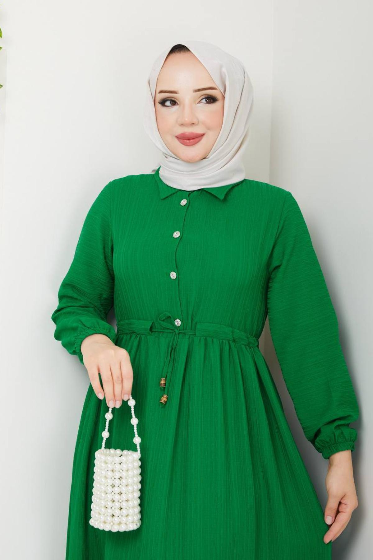 Women hijab maxi dress wholesale Green color 695750