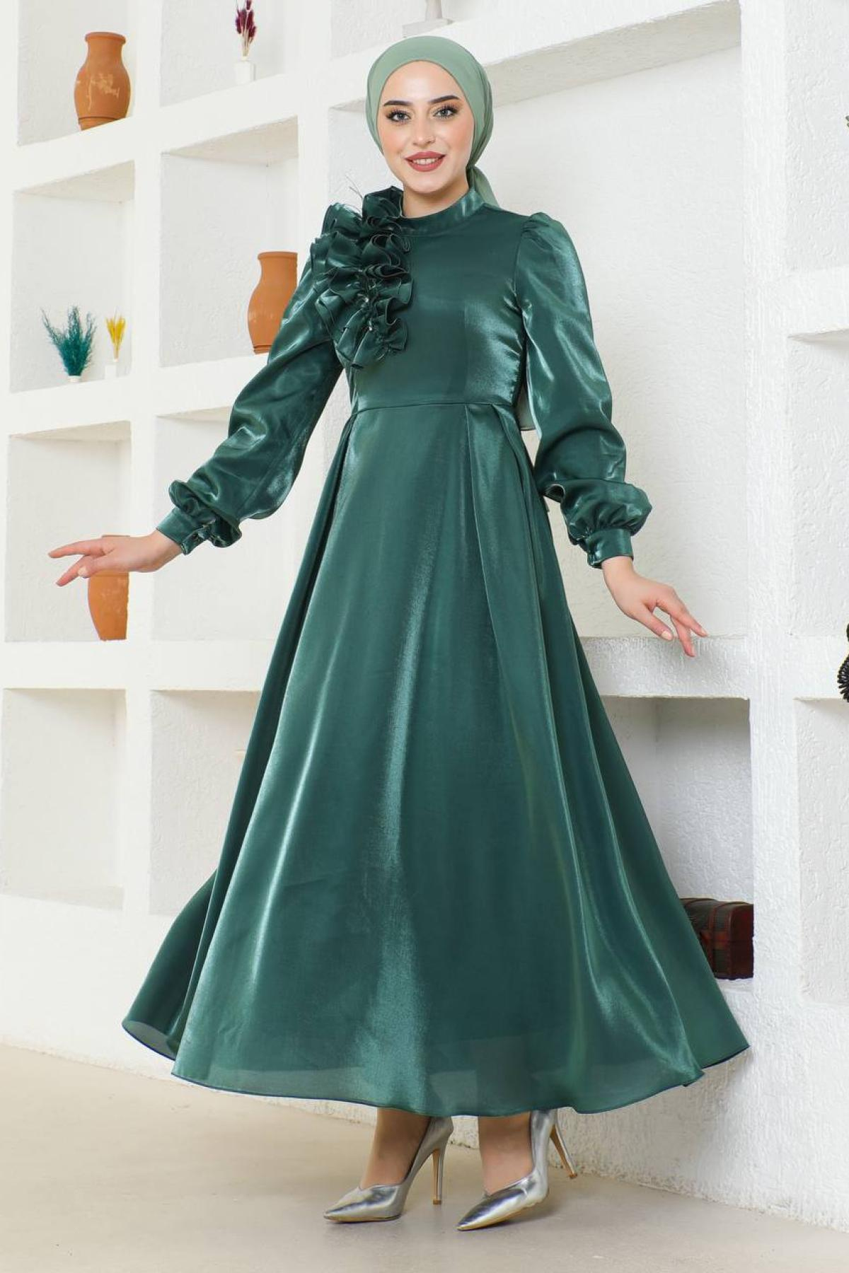 Women hijab maxi dress wholesale Green color 695785
