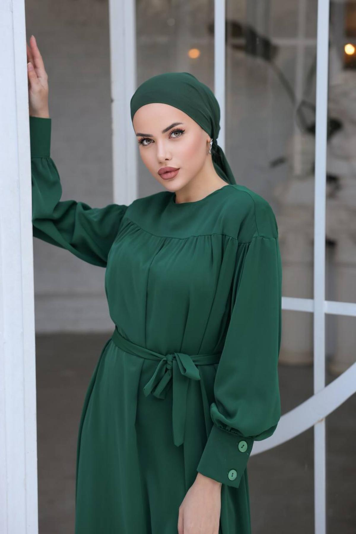 Women hijab maxi dress wholesale Green color 695830