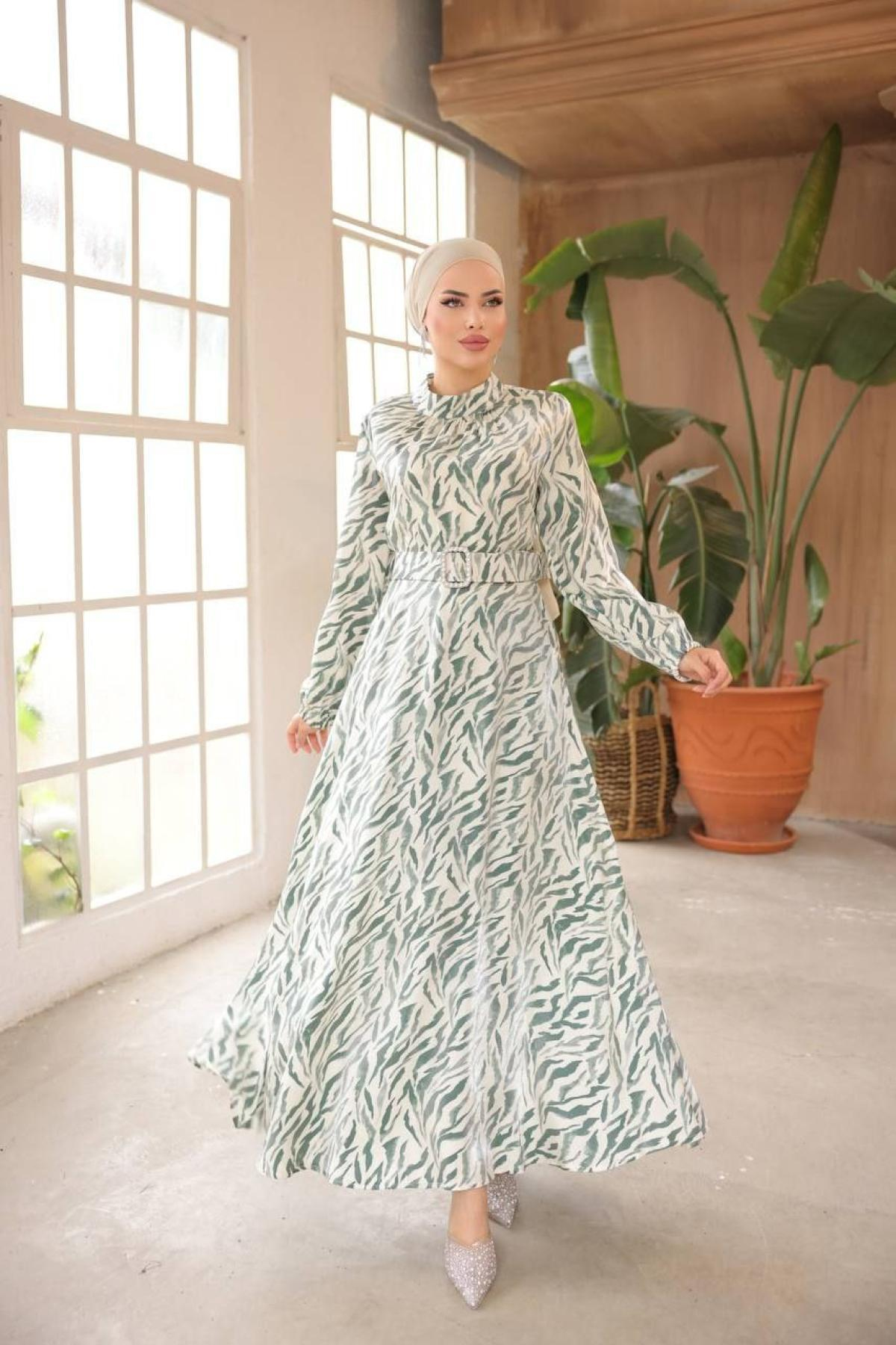 Women hijab maxi dress wholesale Green color 697343