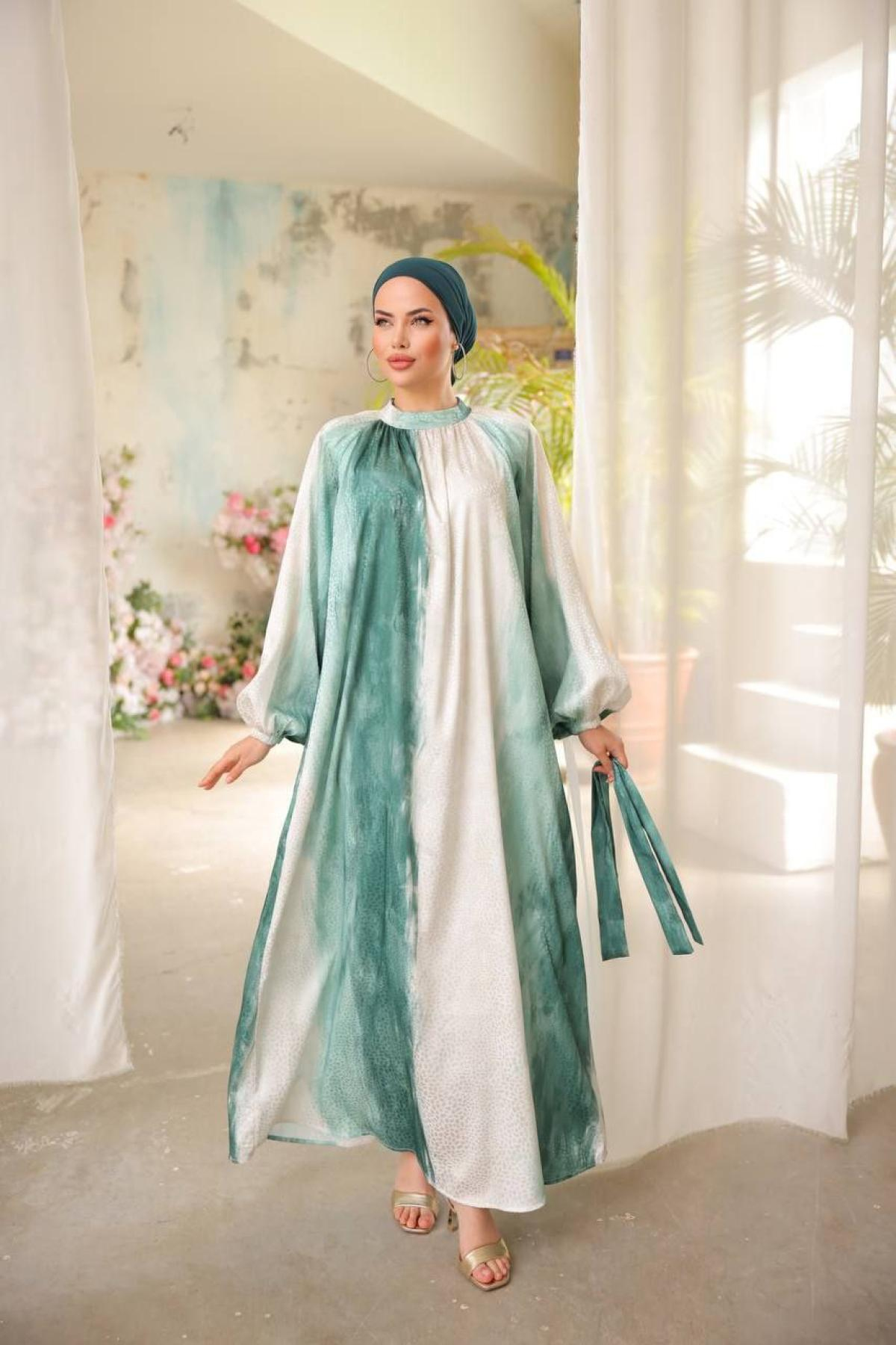 Women hijab maxi dress wholesale Green color 697333