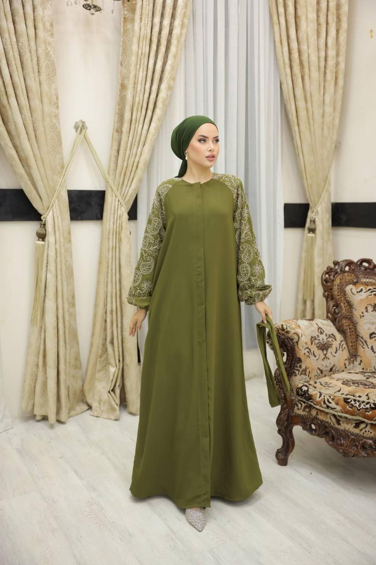 Women hijab maxi dress wholesale Green color 697387
