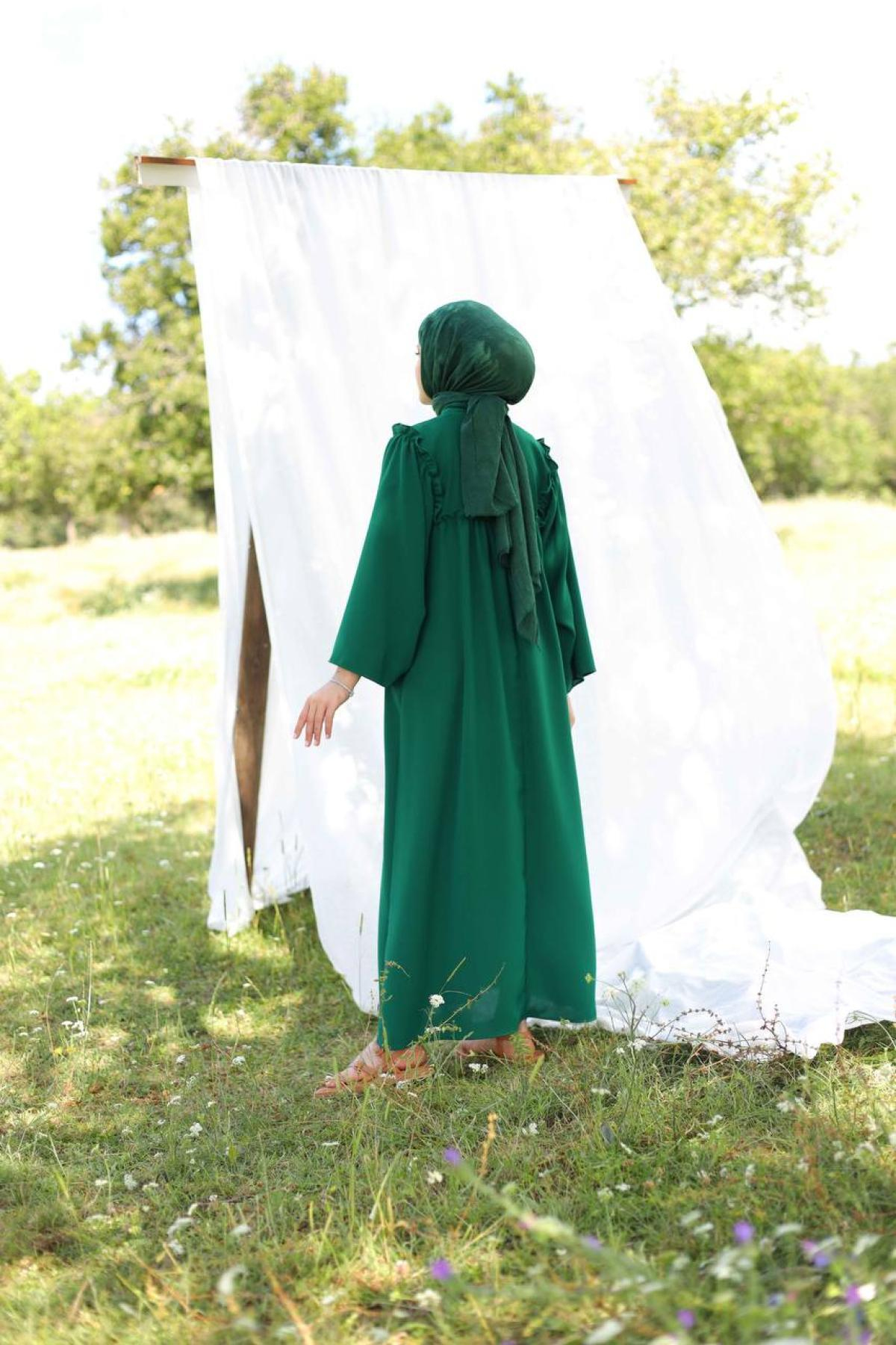 Women hijab maxi dress wholesale Green color 695669