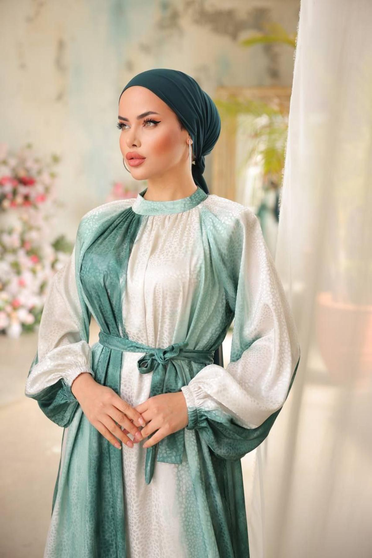 Women hijab maxi dress wholesale Green color 697333
