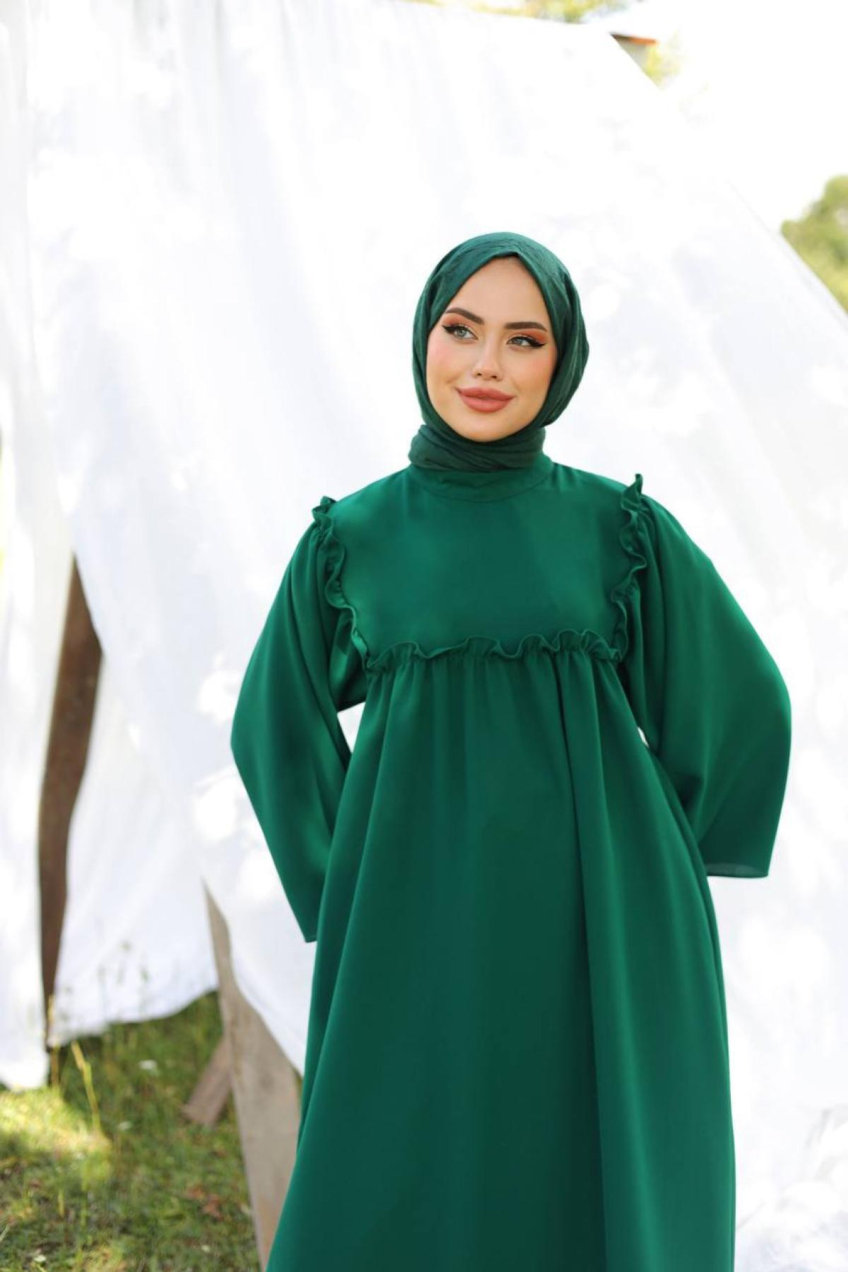 Women hijab maxi dress wholesale Green color 695669