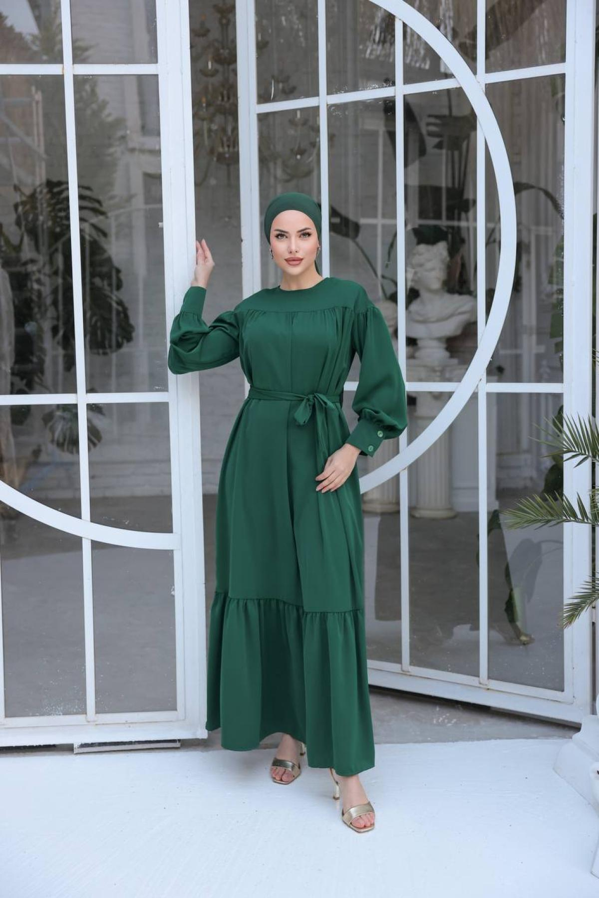 Women hijab maxi dress wholesale Green color 695830