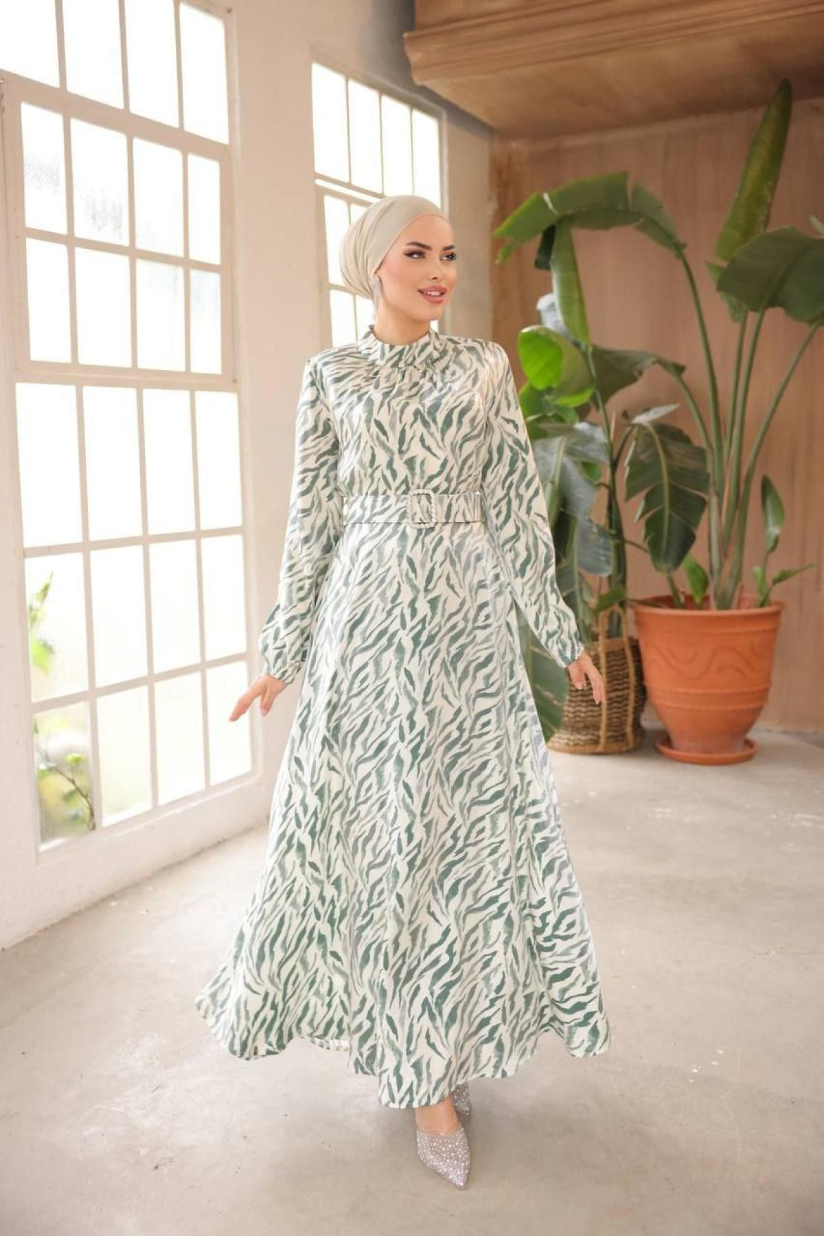Women hijab maxi dress wholesale Green color 697343