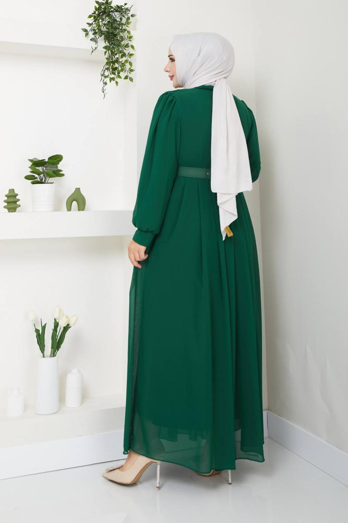Women hijab maxi dress wholesale Green color 696138