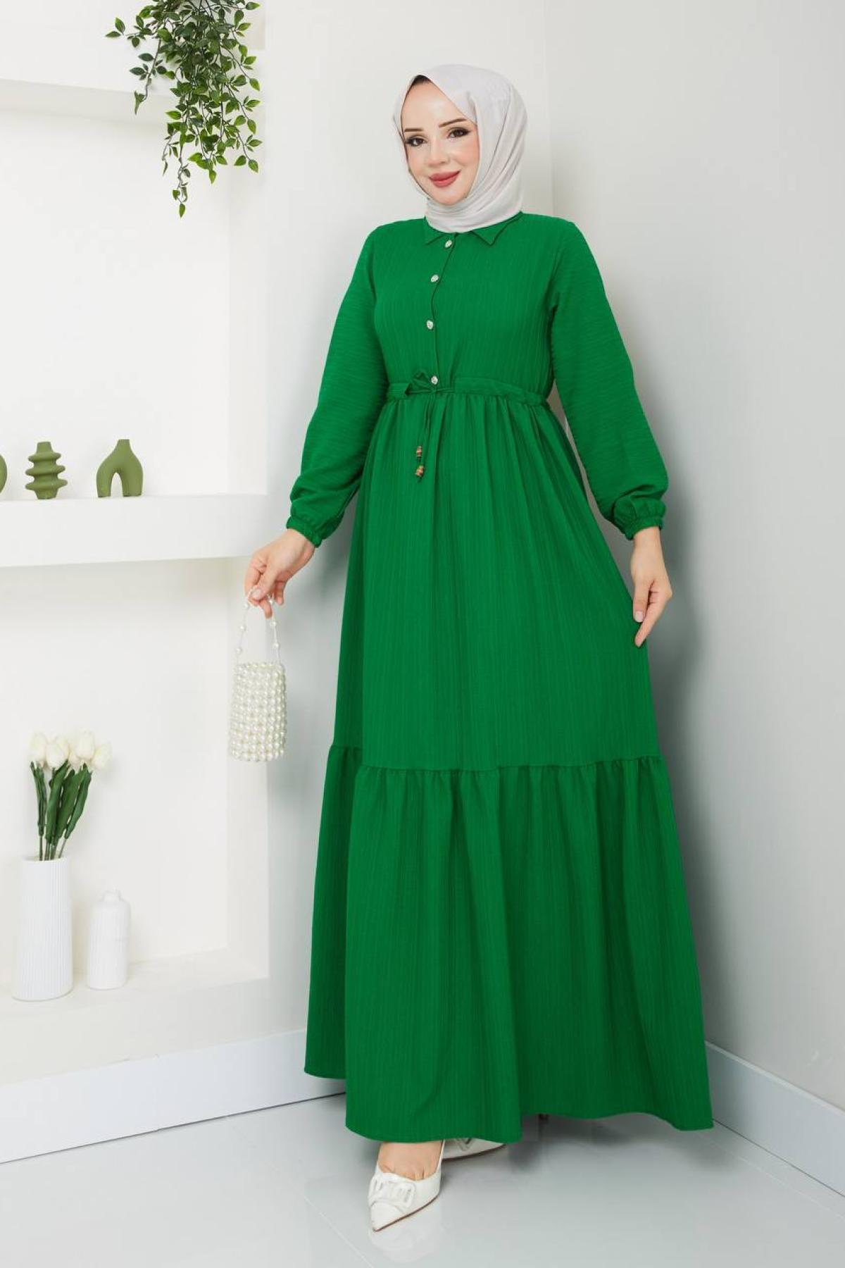 Women hijab maxi dress wholesale Green color 695750