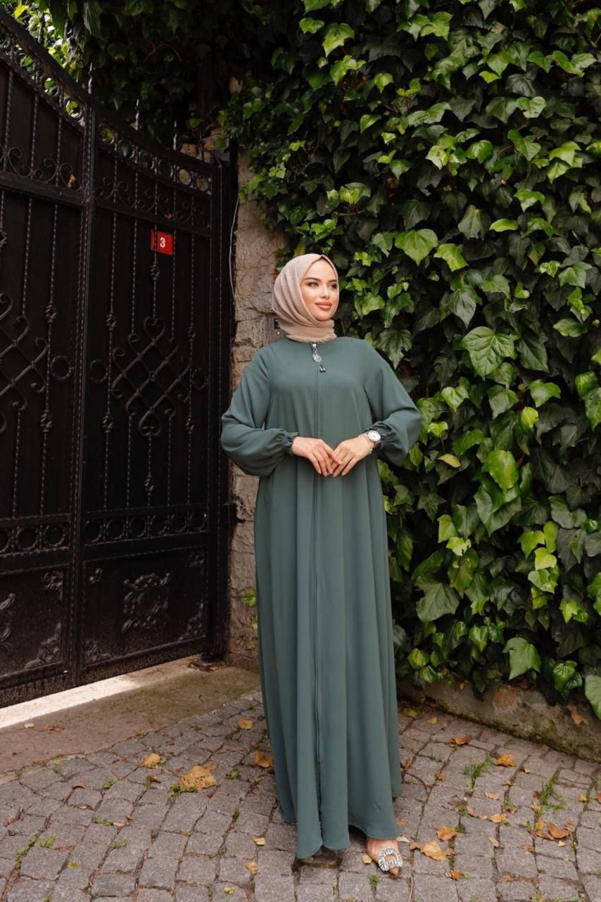 Women hijab maxi dress wholesale Green color 697385