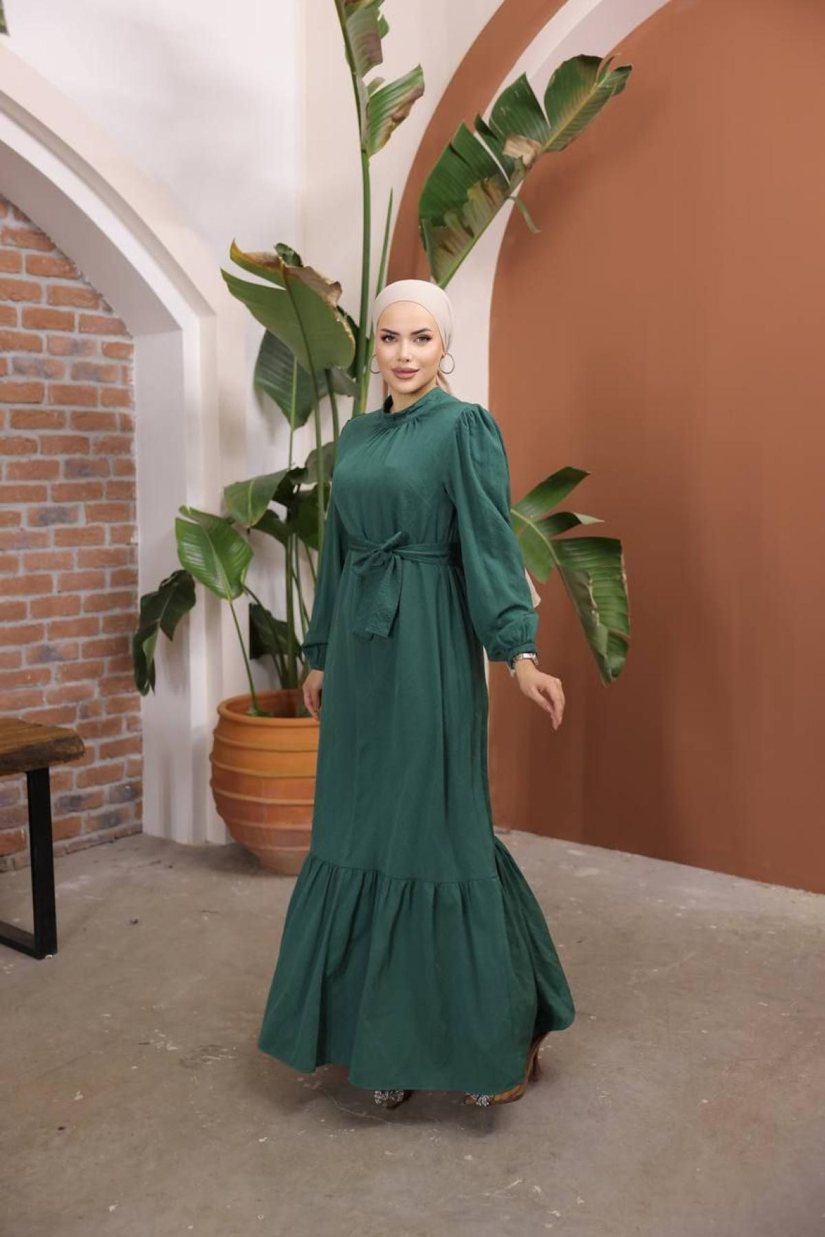Women hijab maxi dress wholesale Green color 697434