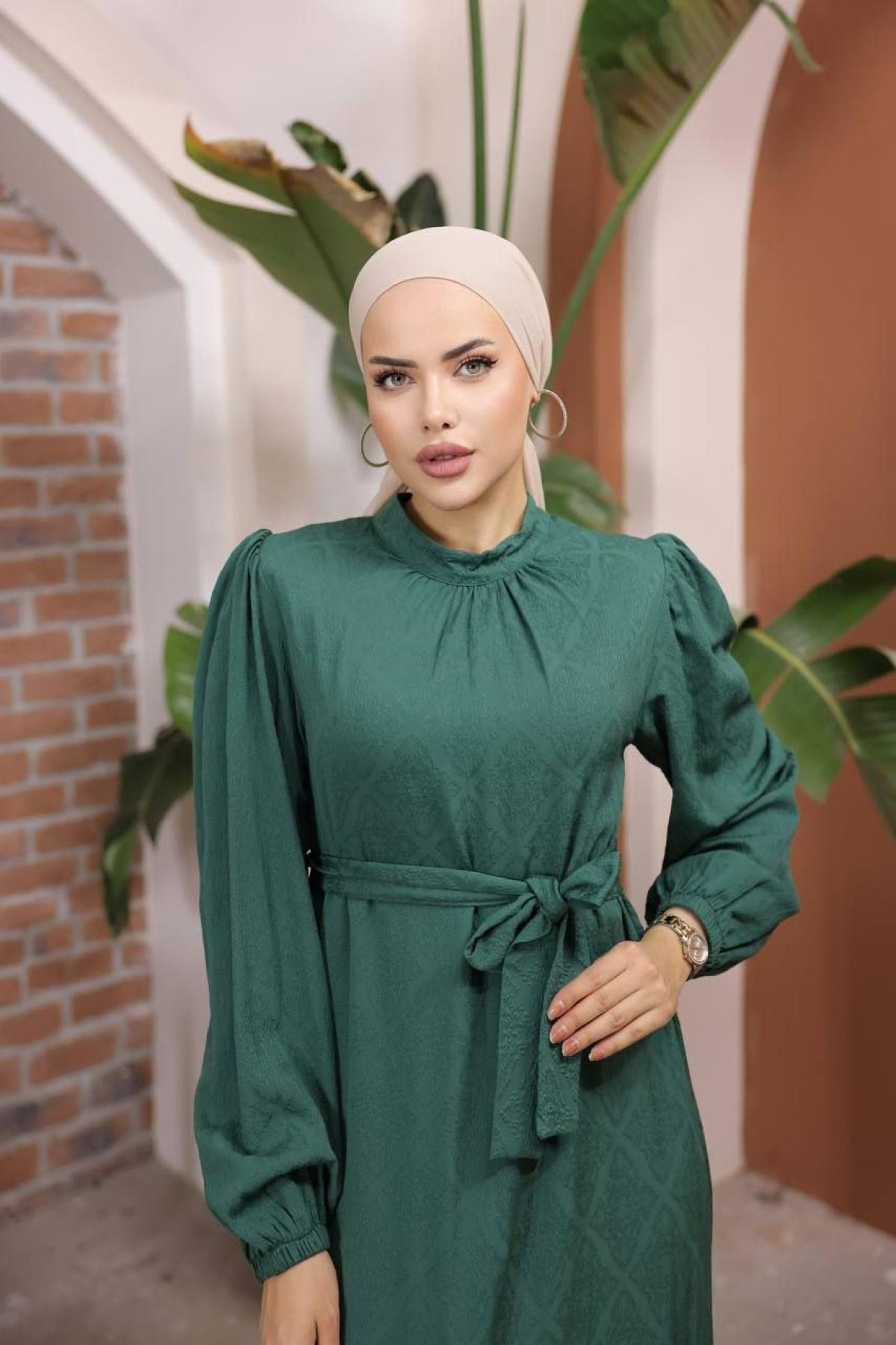 Women hijab maxi dress wholesale Green color 697434