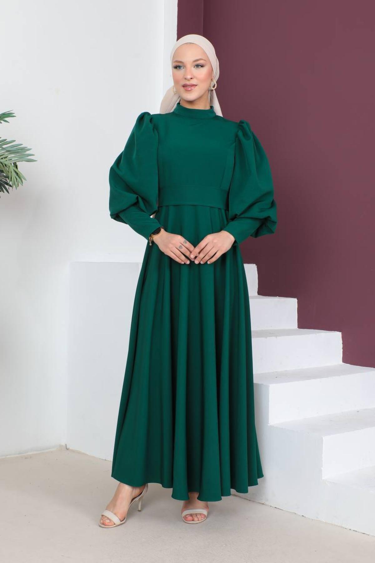 Women hijab maxi dress wholesale Green color 695781