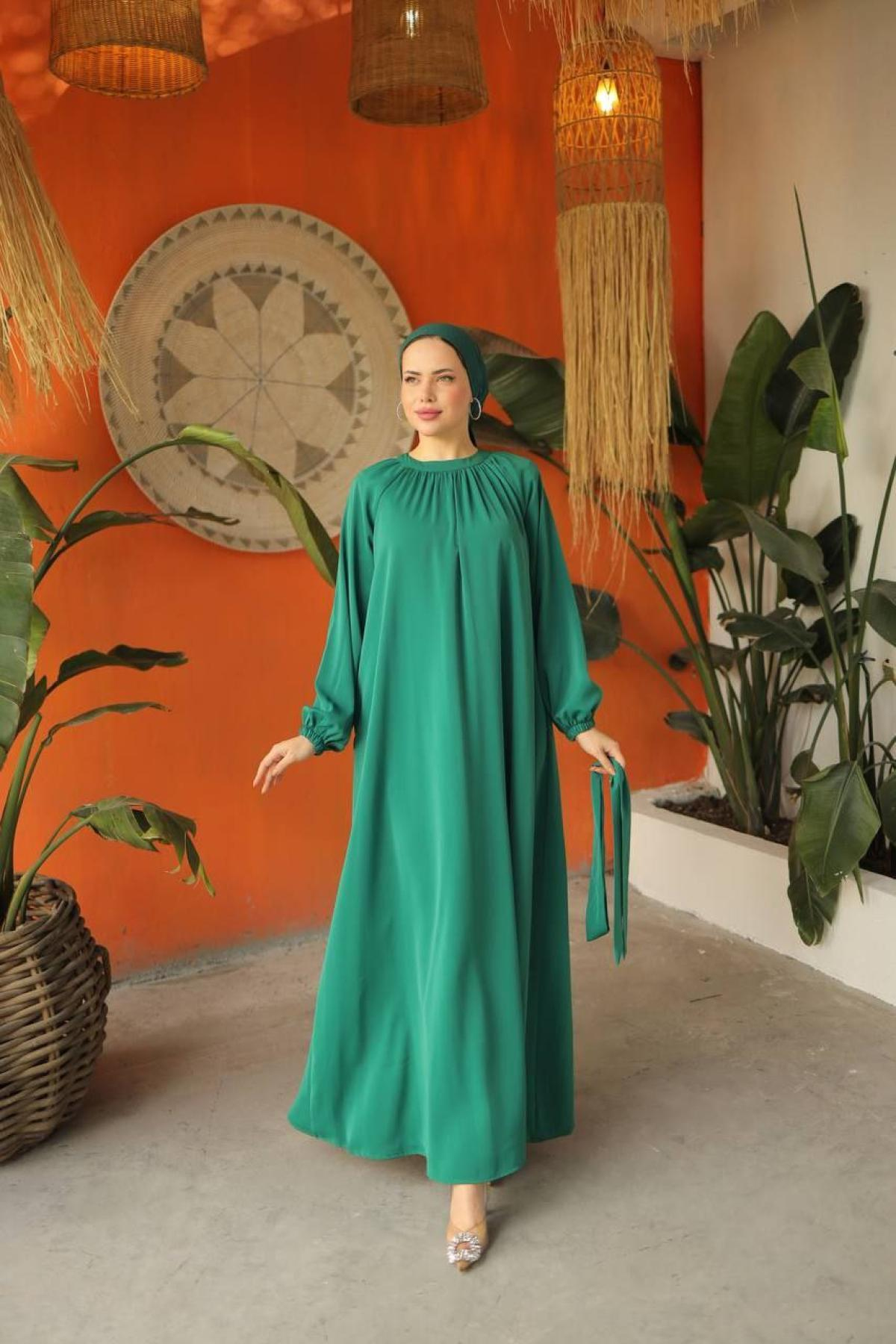 Women hijab maxi dress wholesale Green color 697454