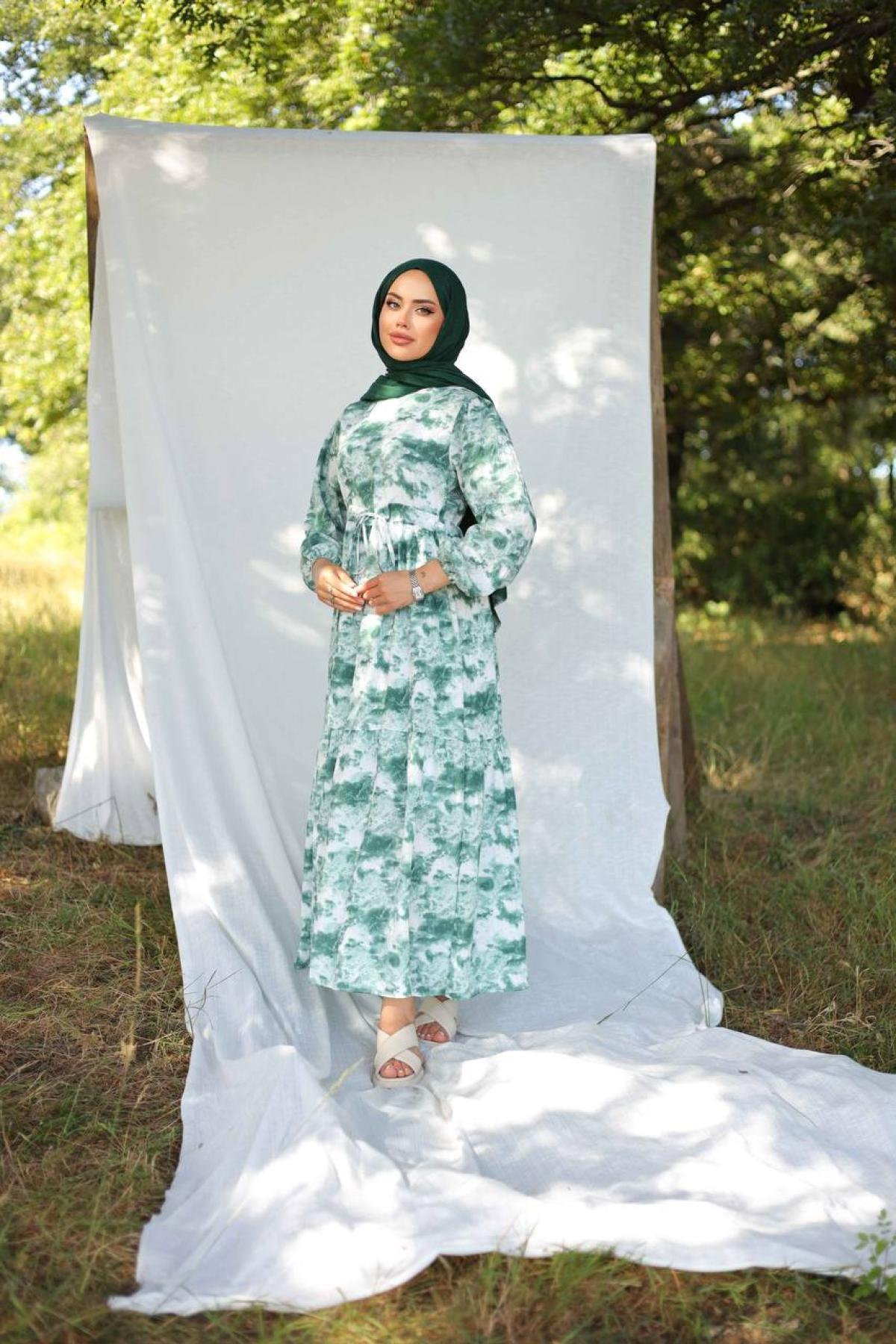 Women hijab maxi dress wholesale Green color 695674