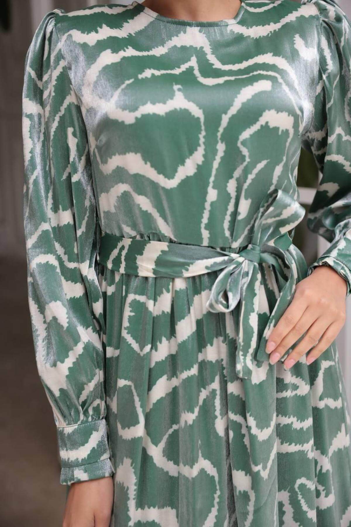 Women hijab maxi dress wholesale Green color 697356