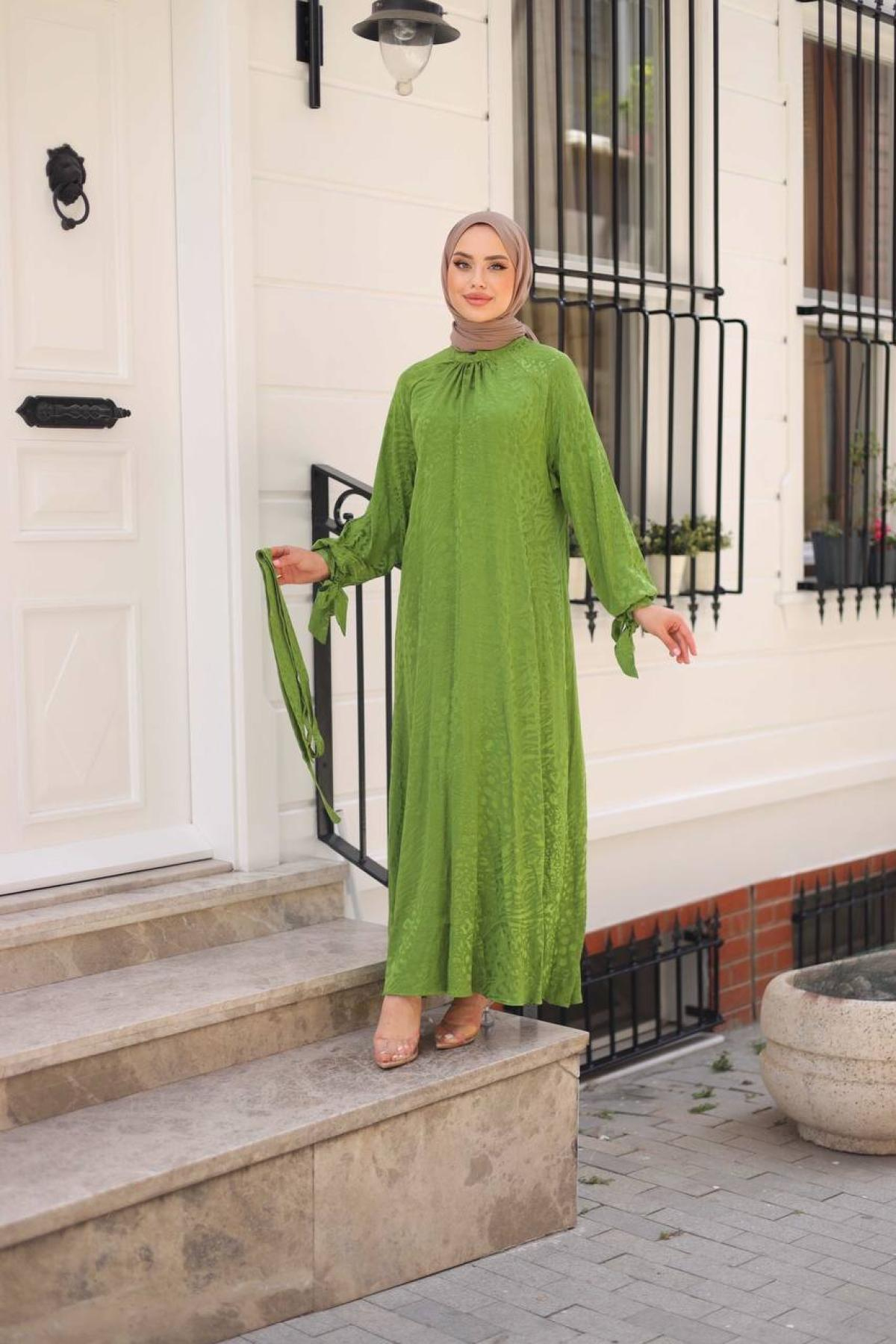 Women hijab maxi dress wholesale Green color 695681