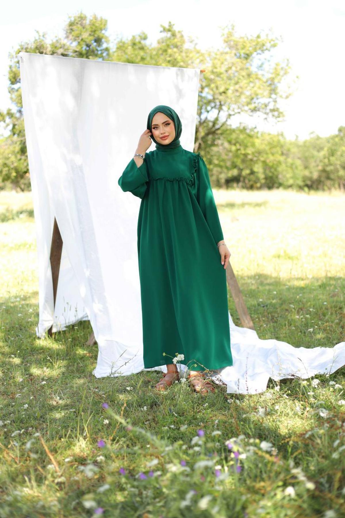 Women hijab maxi dress wholesale Green color 695669