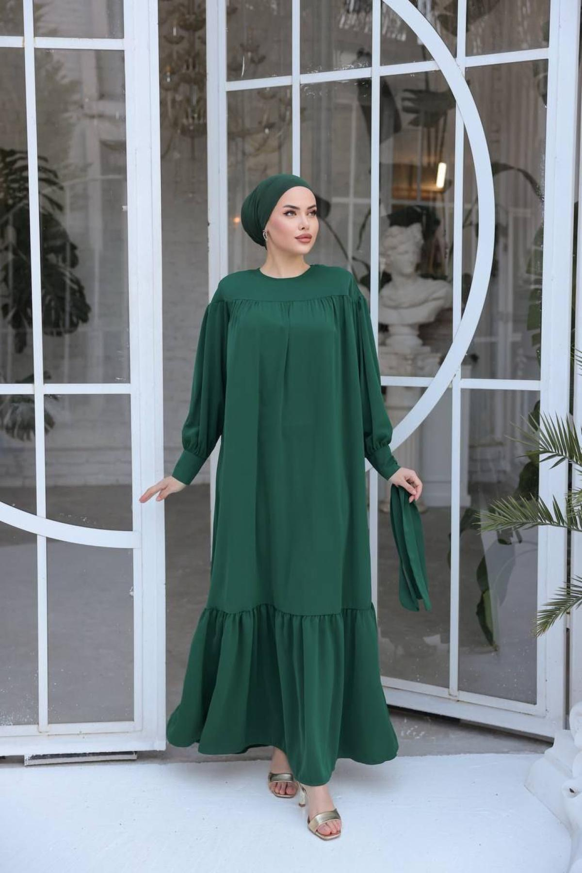 Women hijab maxi dress wholesale Green color 697398