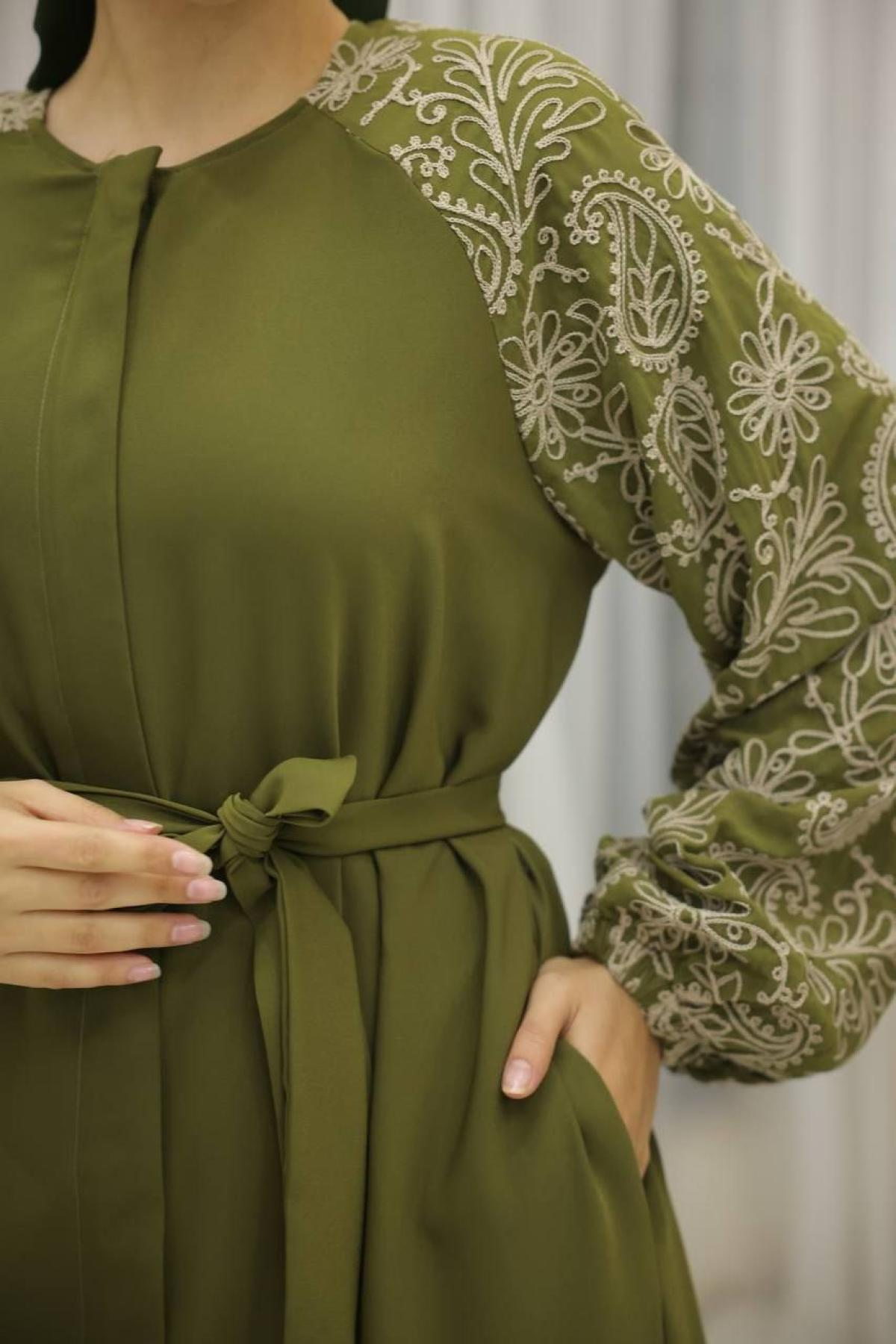 Women hijab maxi dress wholesale Green color 697387